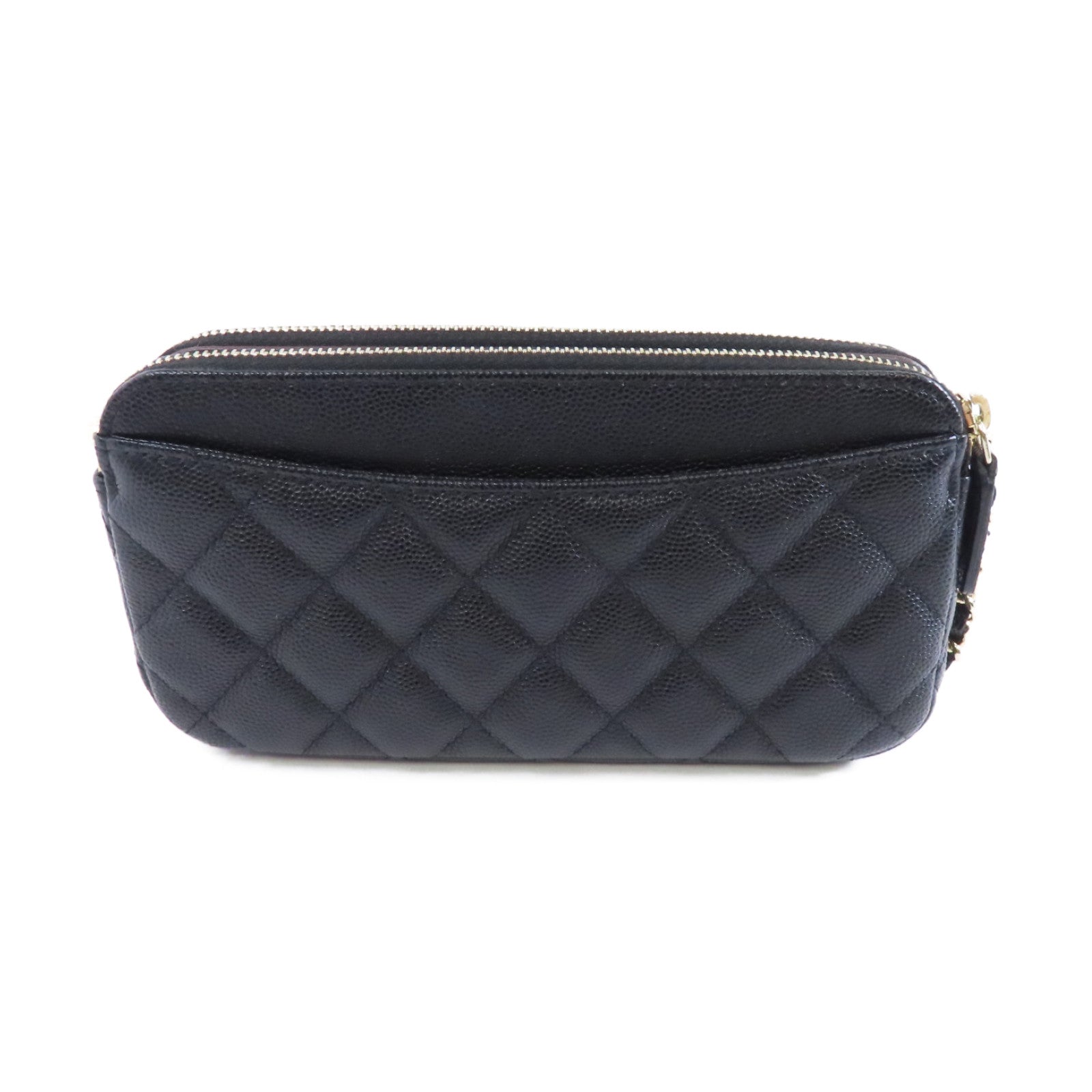 CHANEL 皮革Chain Shoulder金扣鏈帶肩背袋黑色