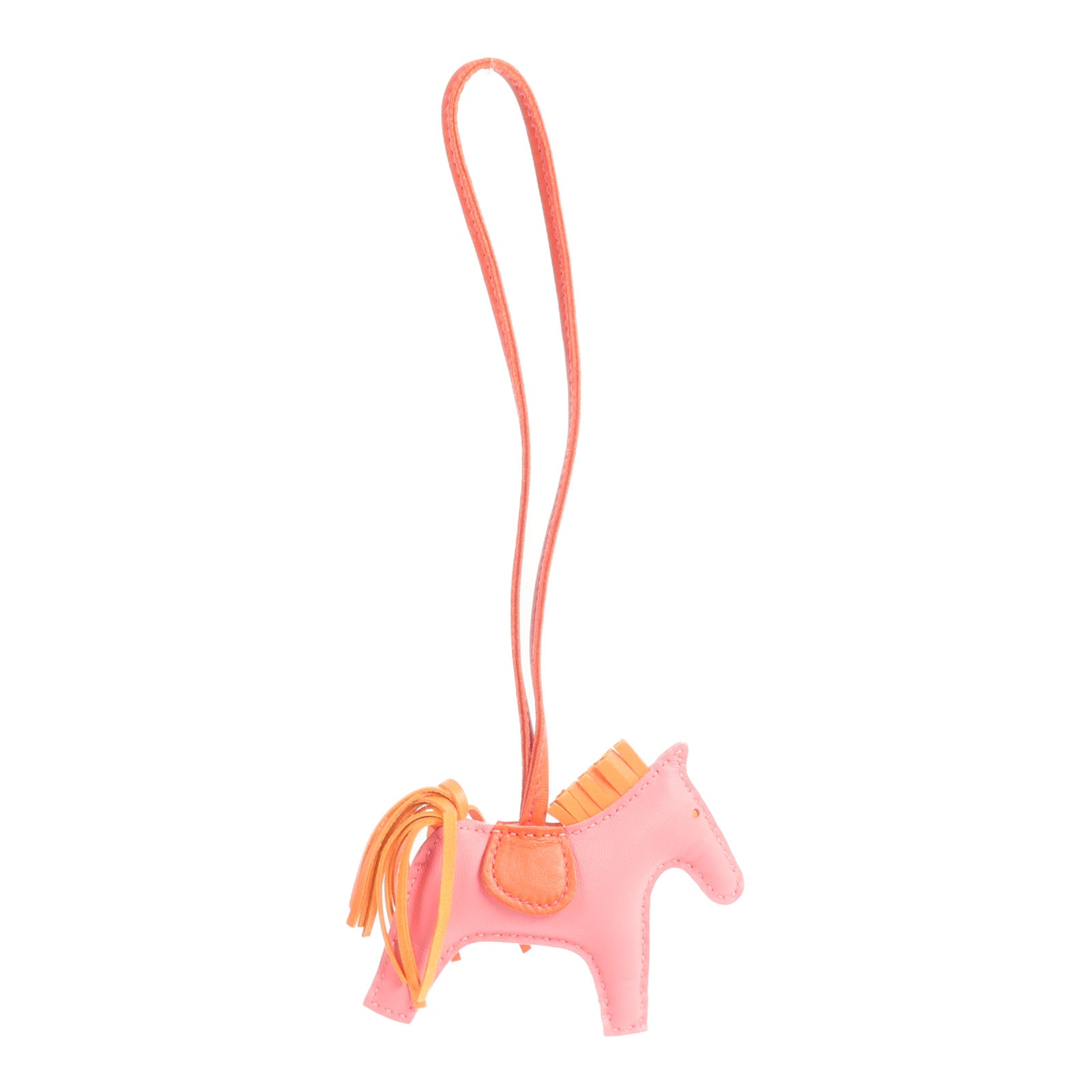 HERMES Milo羊皮皮革Rodeo PM掛飾Rouge Indien/Rose Azalee/Orange Poppy