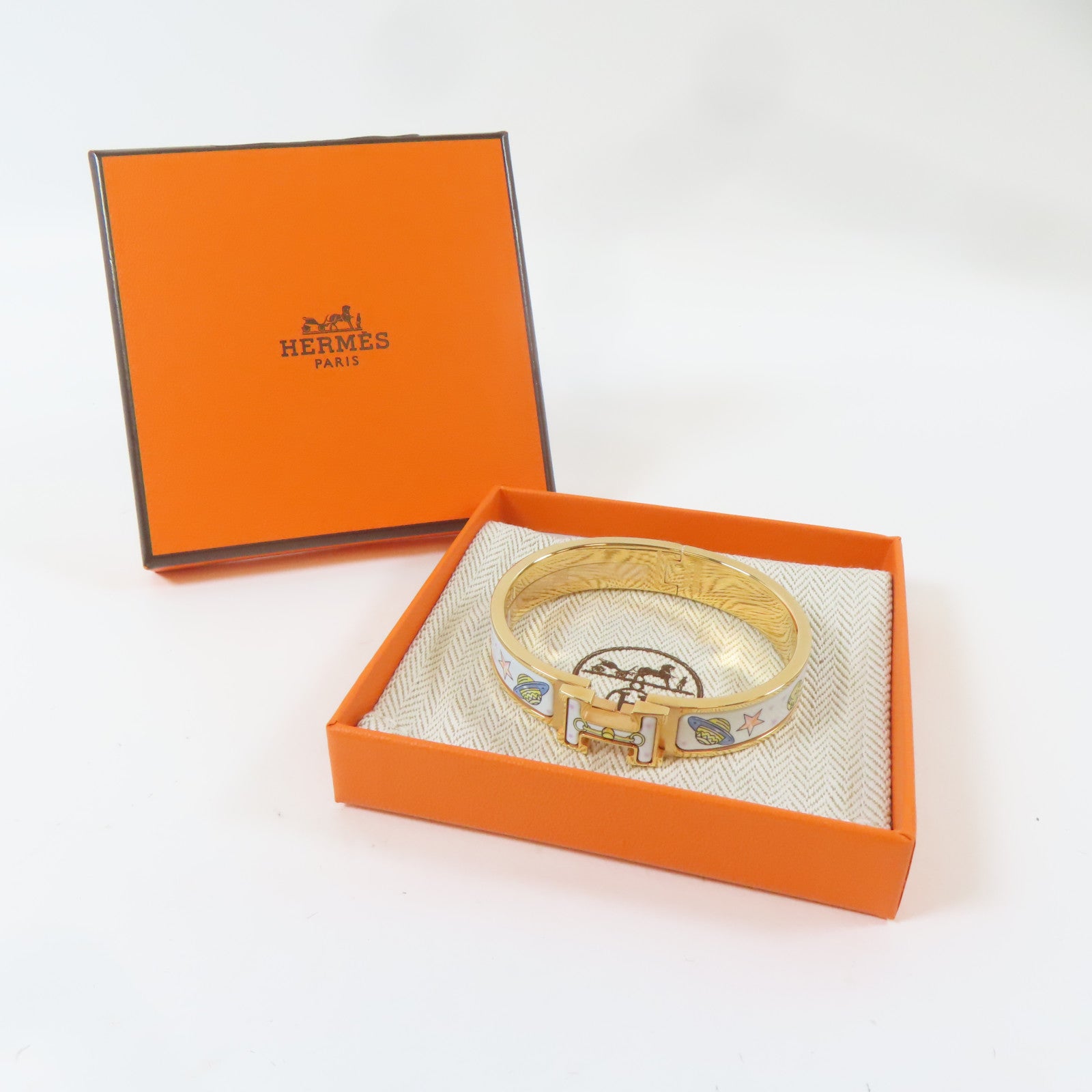 HERMES 金屬Clic H Bracelet手鐲金色#15.75cm