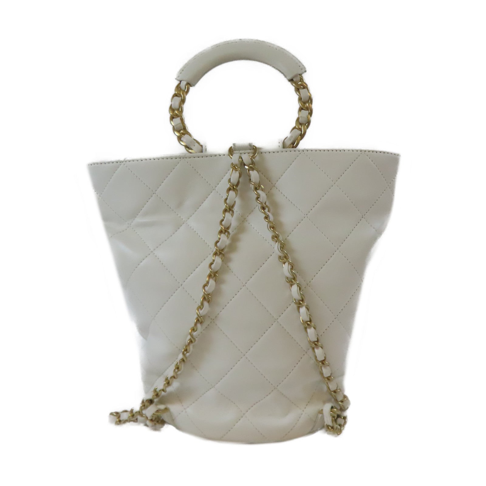 CHANEL 【激減優惠】菱格羊皮皮革In the Loop Backpack金扣背包白色