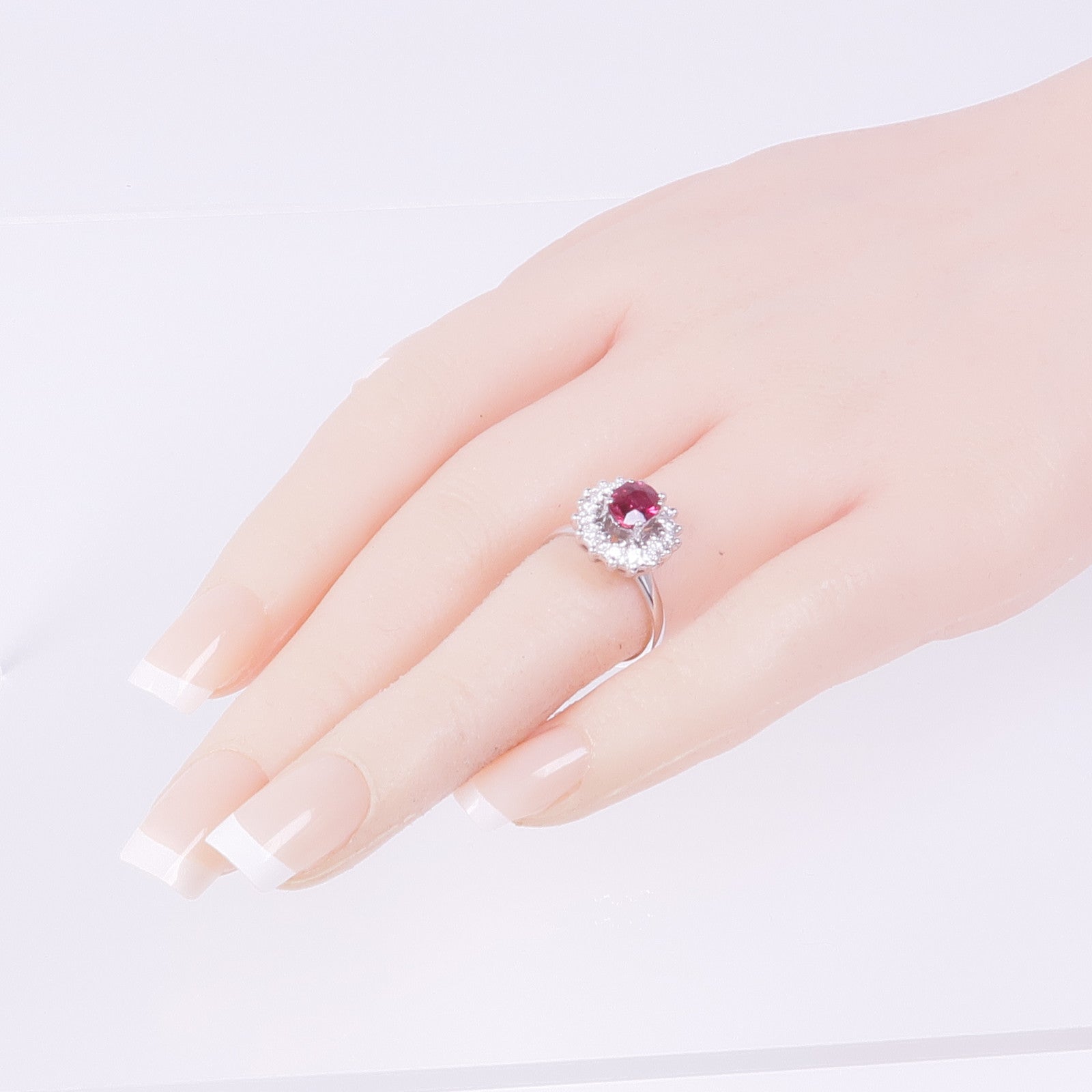 JEWELRY 18K白金Ruby Diamond Ring紅寶石/鑽石戒指US#6