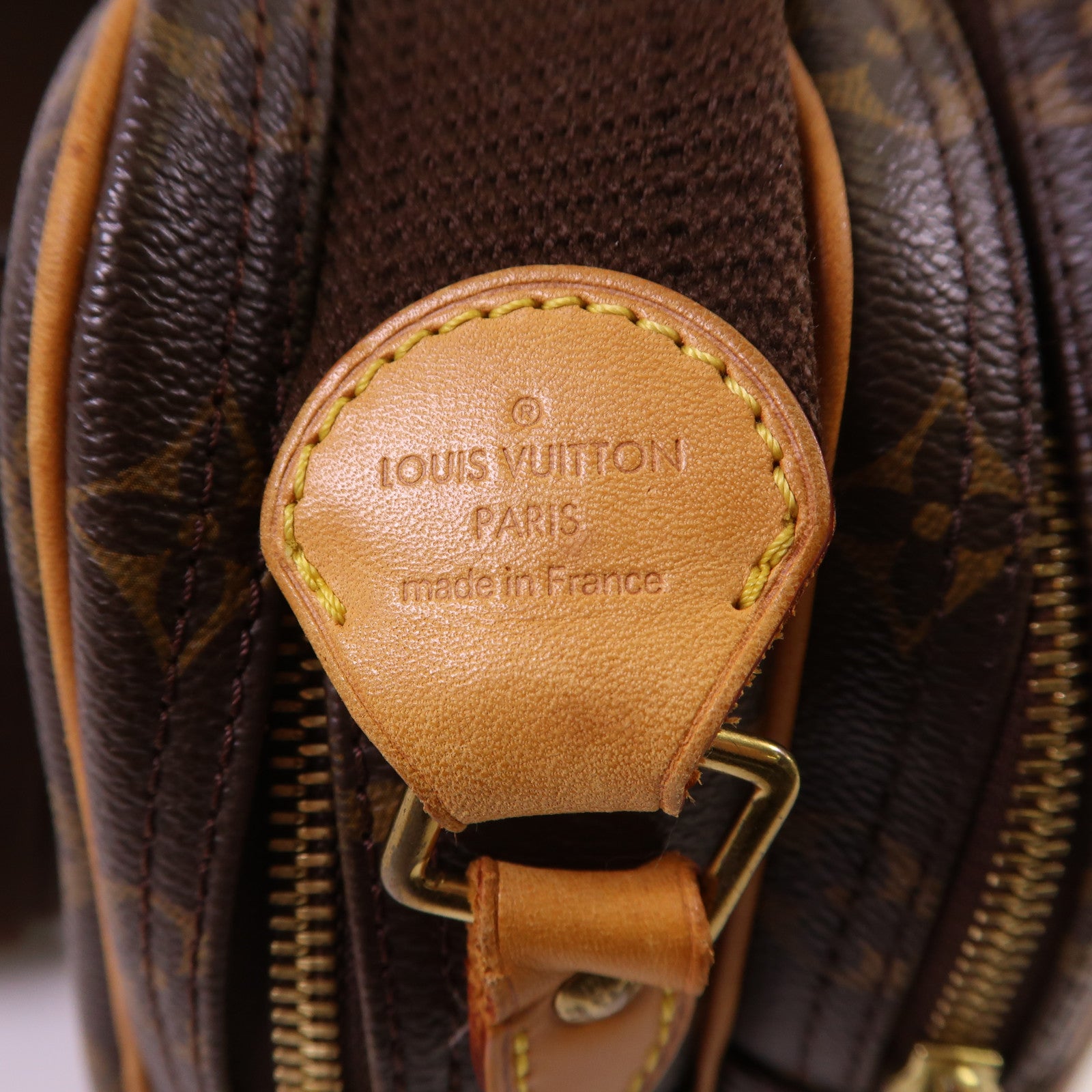 LOUIS VUITTON Monogram Reporter PM金扣肩背袋棕色