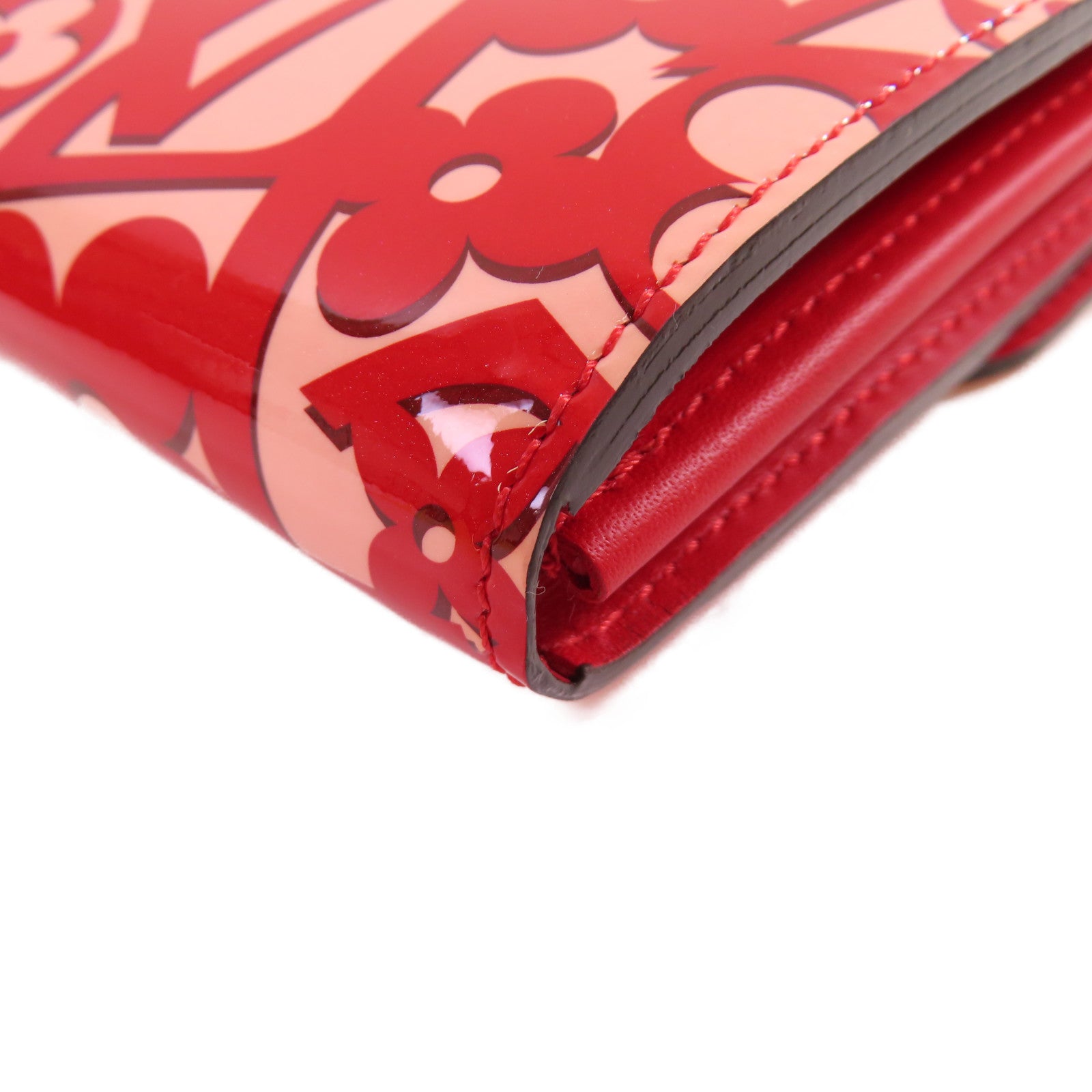 LOUIS VUITTON Vernis Sweet Monogram Portefeuille Sarah金扣長錢包紅色/粉紅色