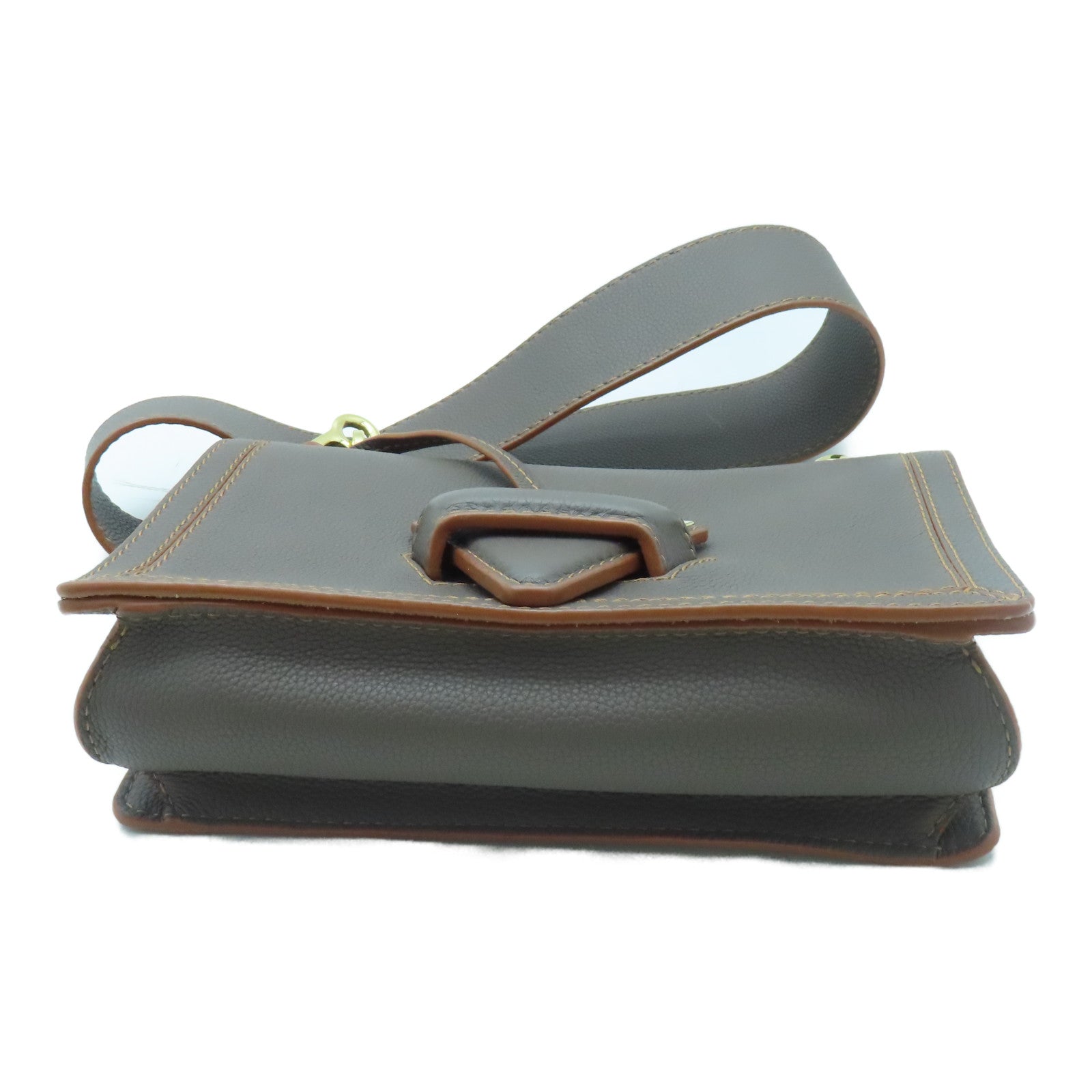 LOEWE 牛皮皮革Shoulder Bag金扣肩背袋灰色