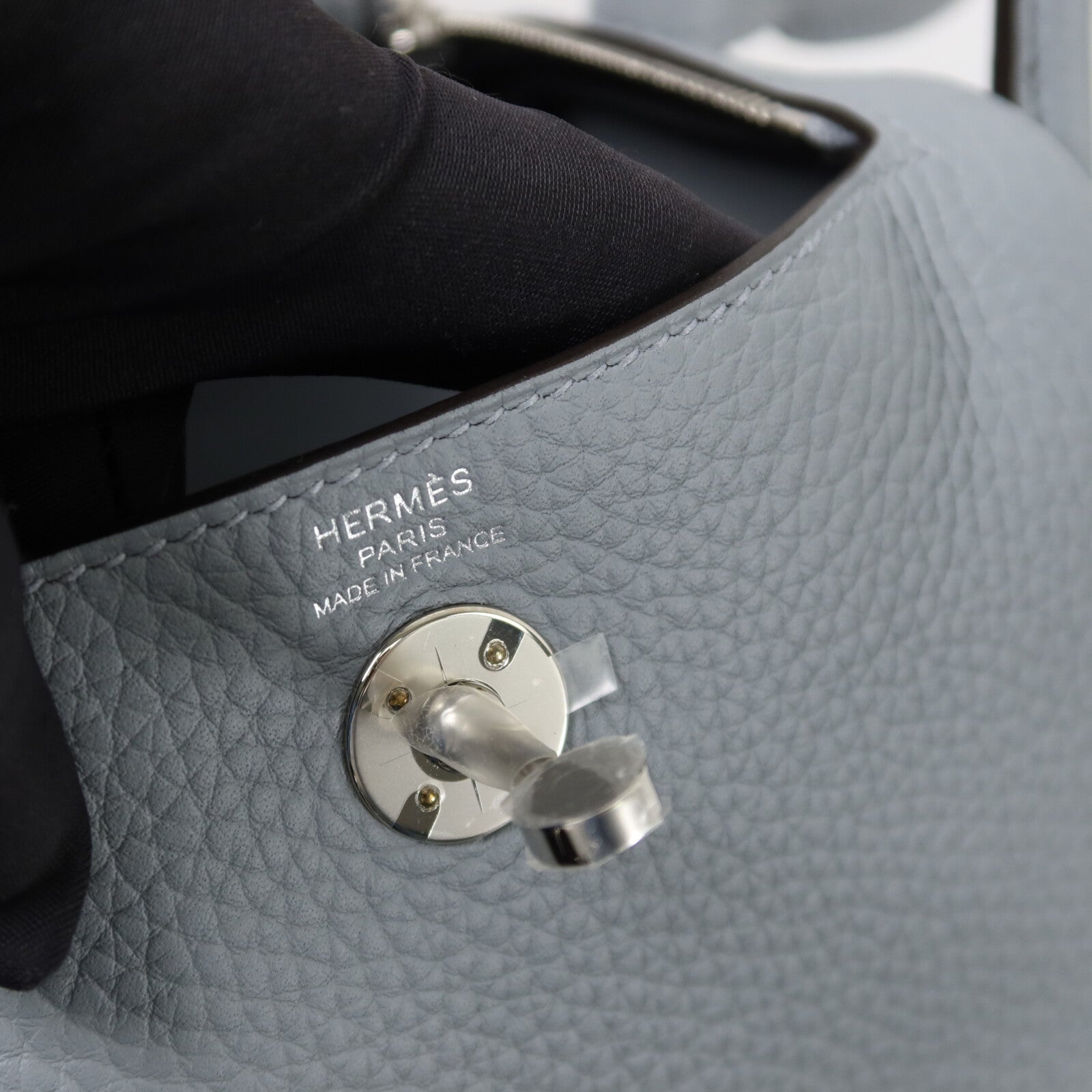 HERMES Clemence皮革Mini Lindy手挽肩背兩用袋Grey