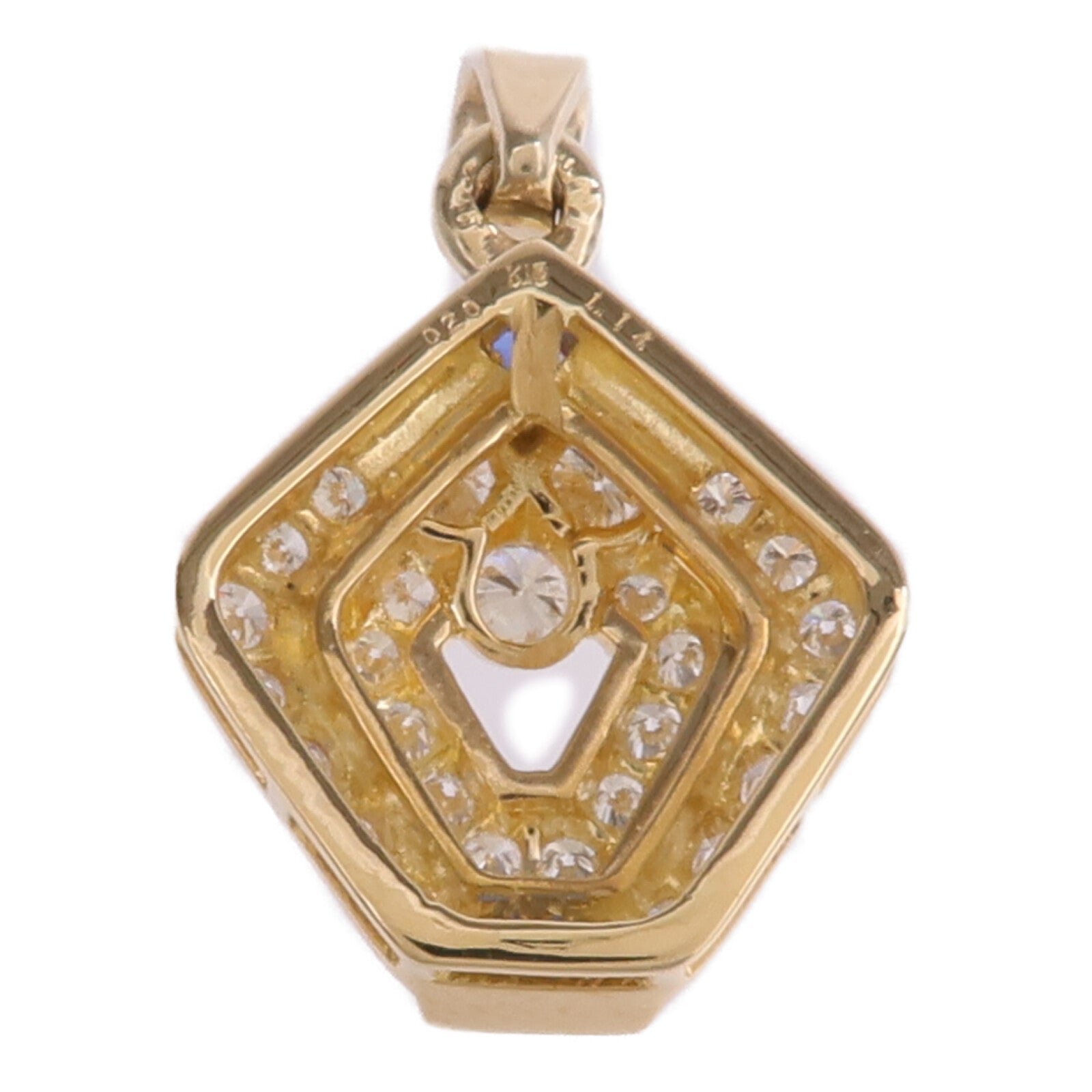 JEWELRY 18K黃金Sapphire Diamond Pendant Top藍寶石/鑽石吊墜