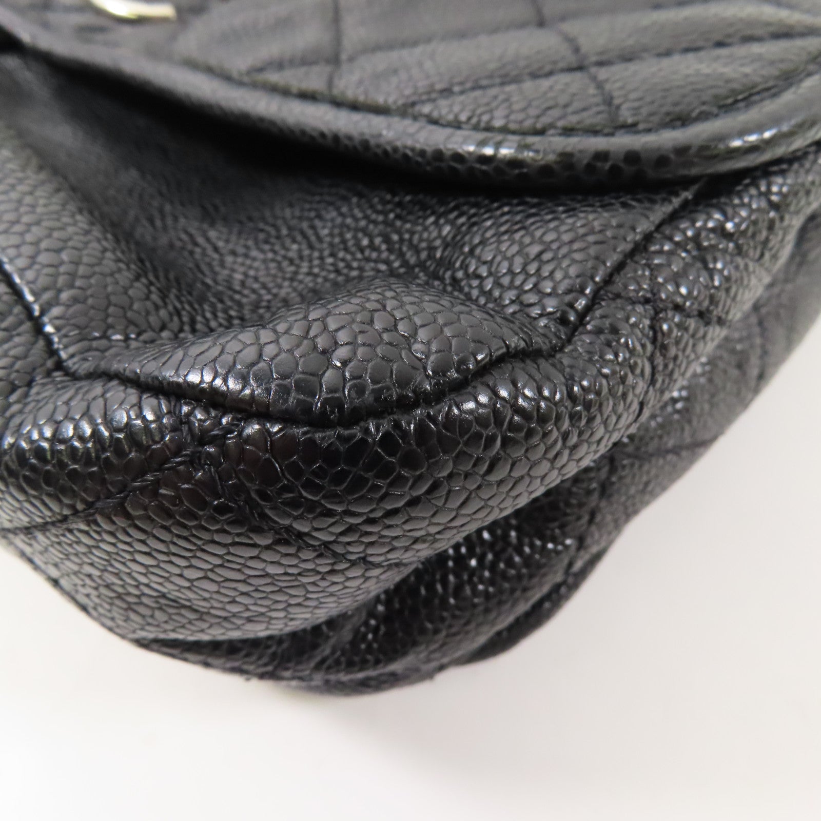CHANEL 牛皮皮革Split Pocket Flap銀扣肩背袋