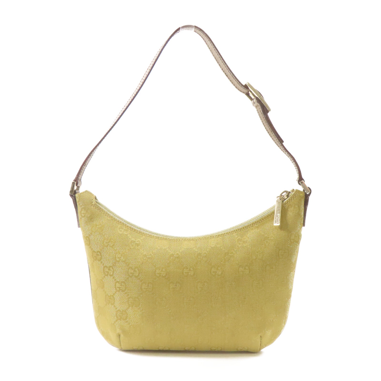 GUCCI 帆布/皮革Shoulder Bag銀扣肩背袋金色