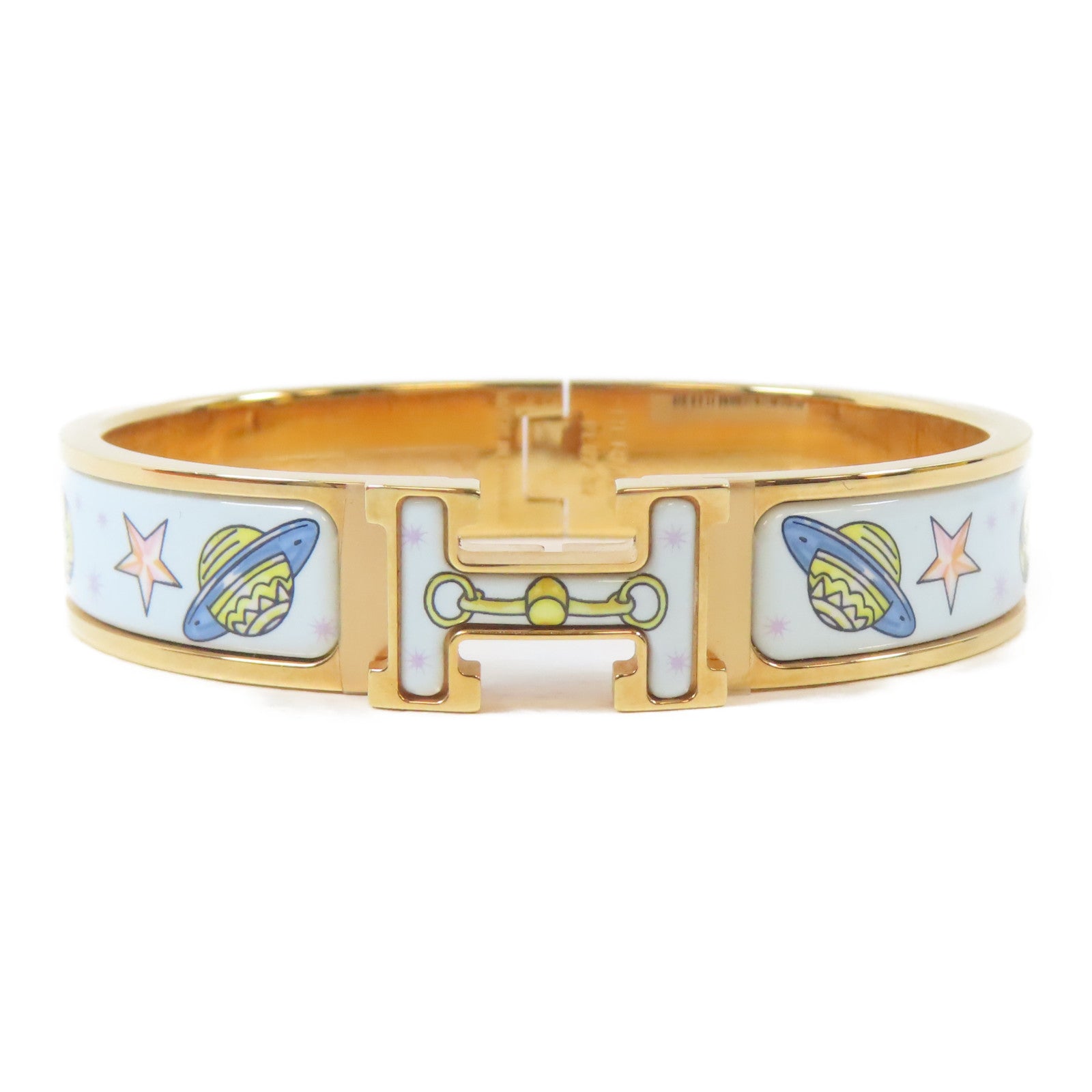 HERMES 金屬Clic H Bracelet手鐲金色#15.75cm