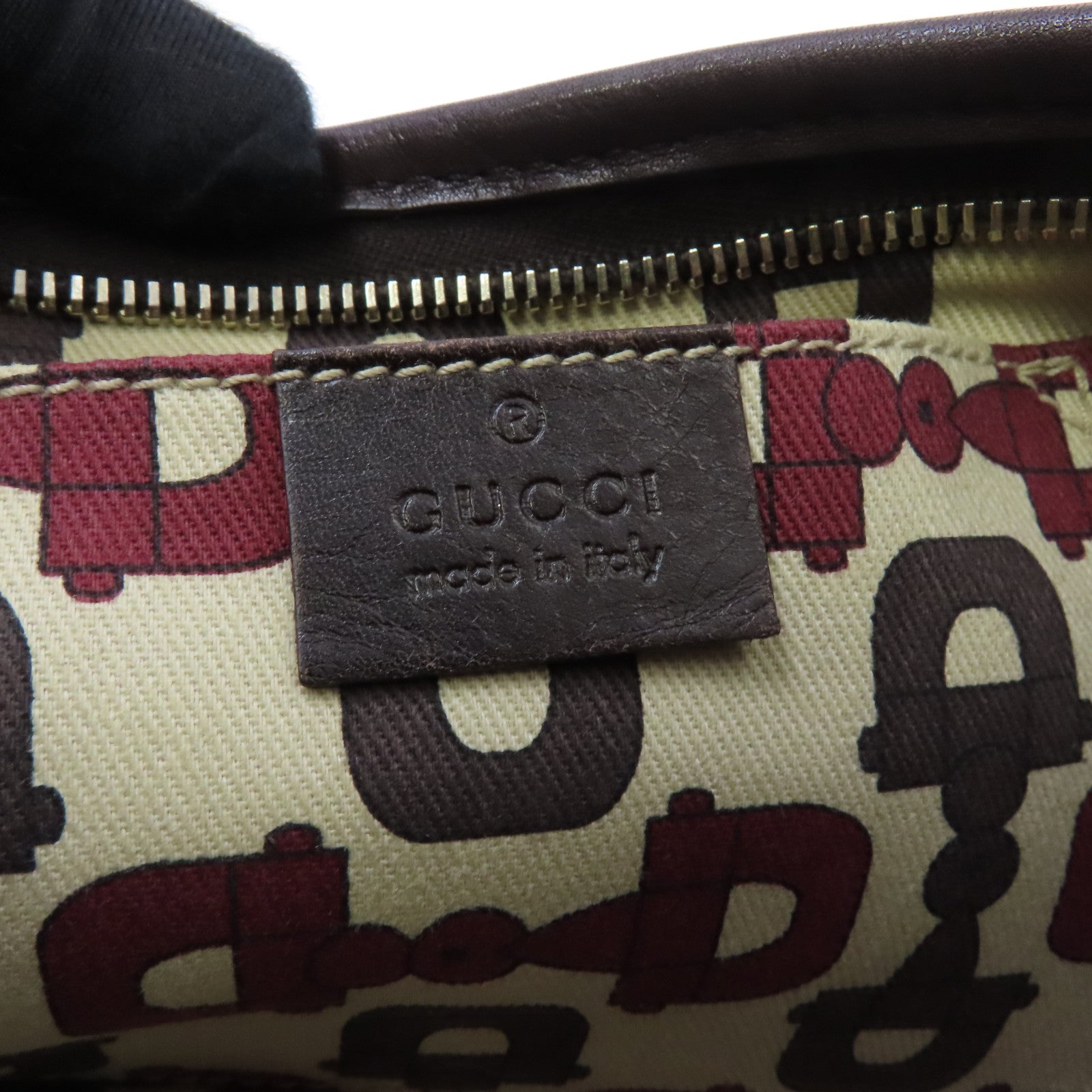 GUCCI 牛皮皮革Handbag金扣手挽袋啡色