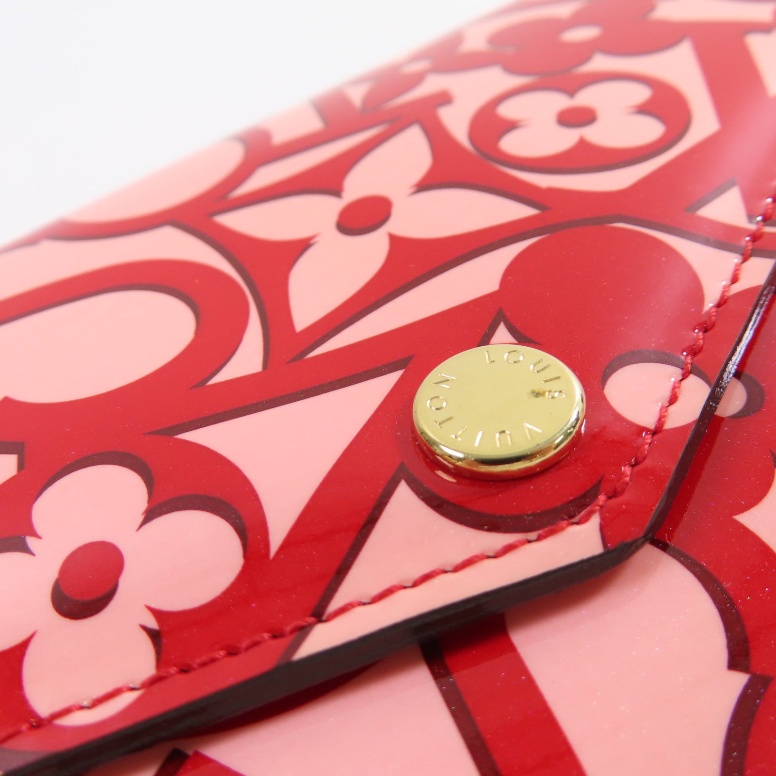 LOUIS VUITTON Vernis Sweet Monogram Portefeuille Sarah金扣長錢包紅色/粉紅色