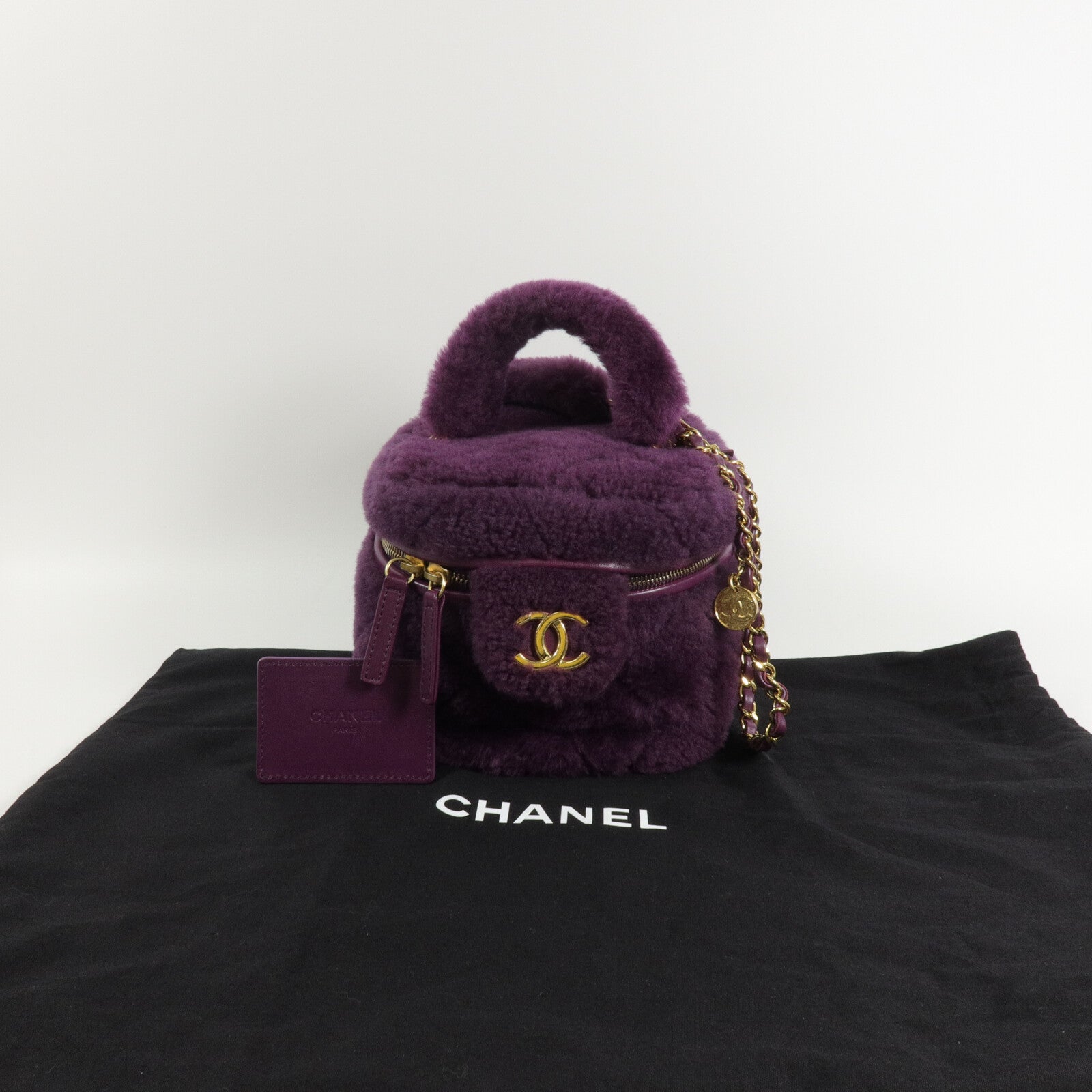 CHANEL 剪毛羊皮Vanity手挽肩背兩用袋