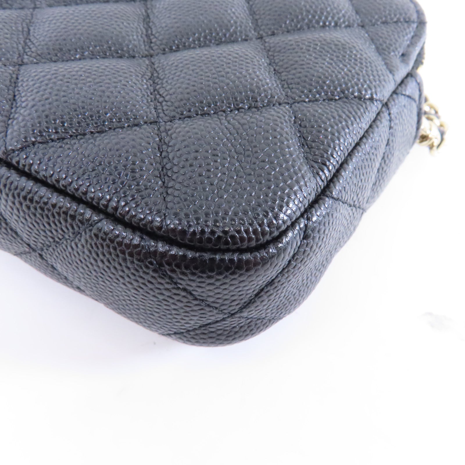 CHANEL 皮革Chain Shoulder金扣鏈帶肩背袋黑色