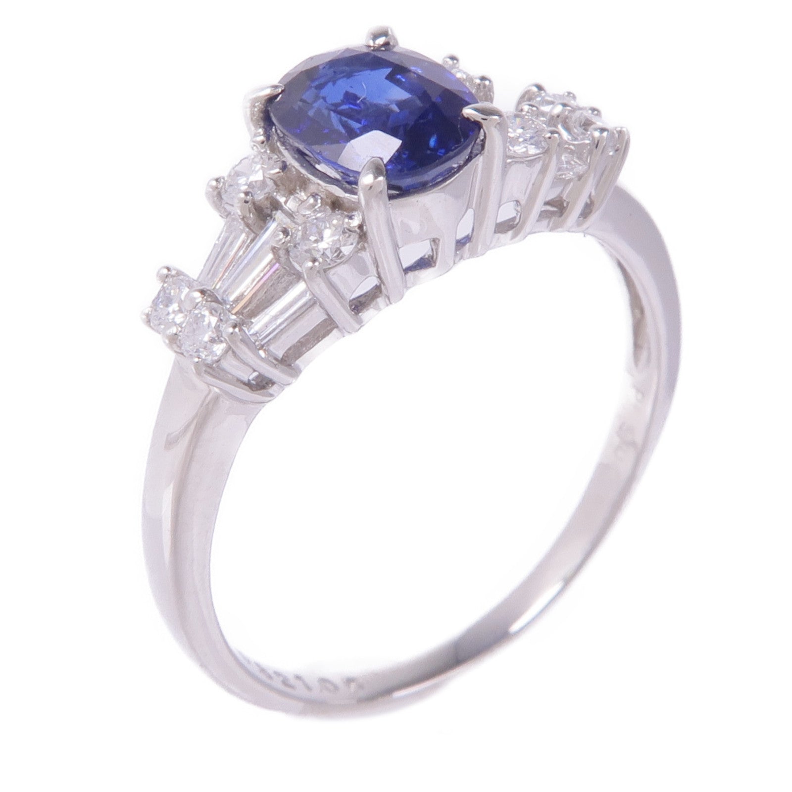JEWELRY 【激減優惠】PT900鉑金Sapphire Diamond Ring藍寶石/鑽石戒指US#7.25