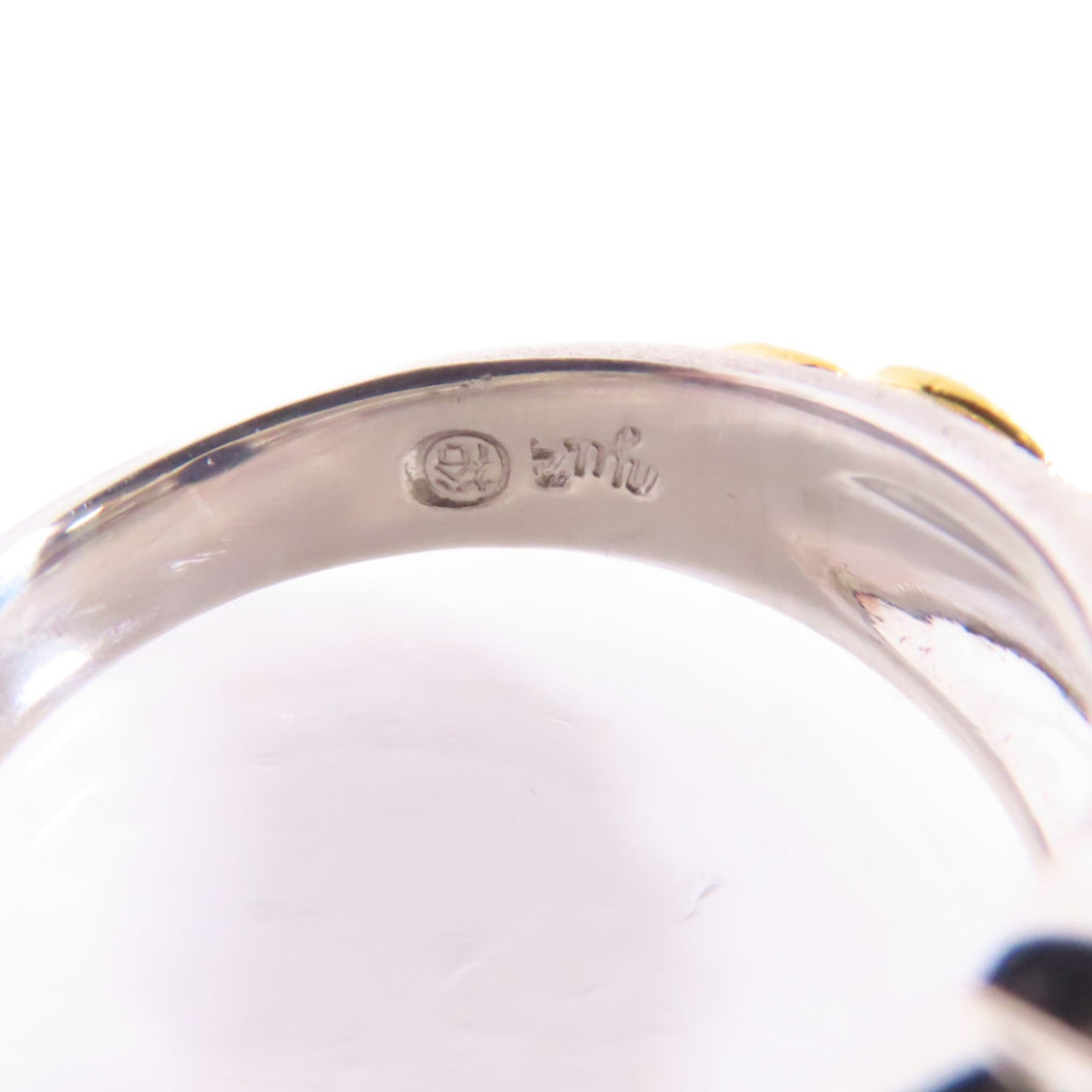 JEWELRY PT900鉑金/18K黃金/1.89ct黑蛋白石/0.24ct鑽石Black Opal/Diamond Ring戒指US#7