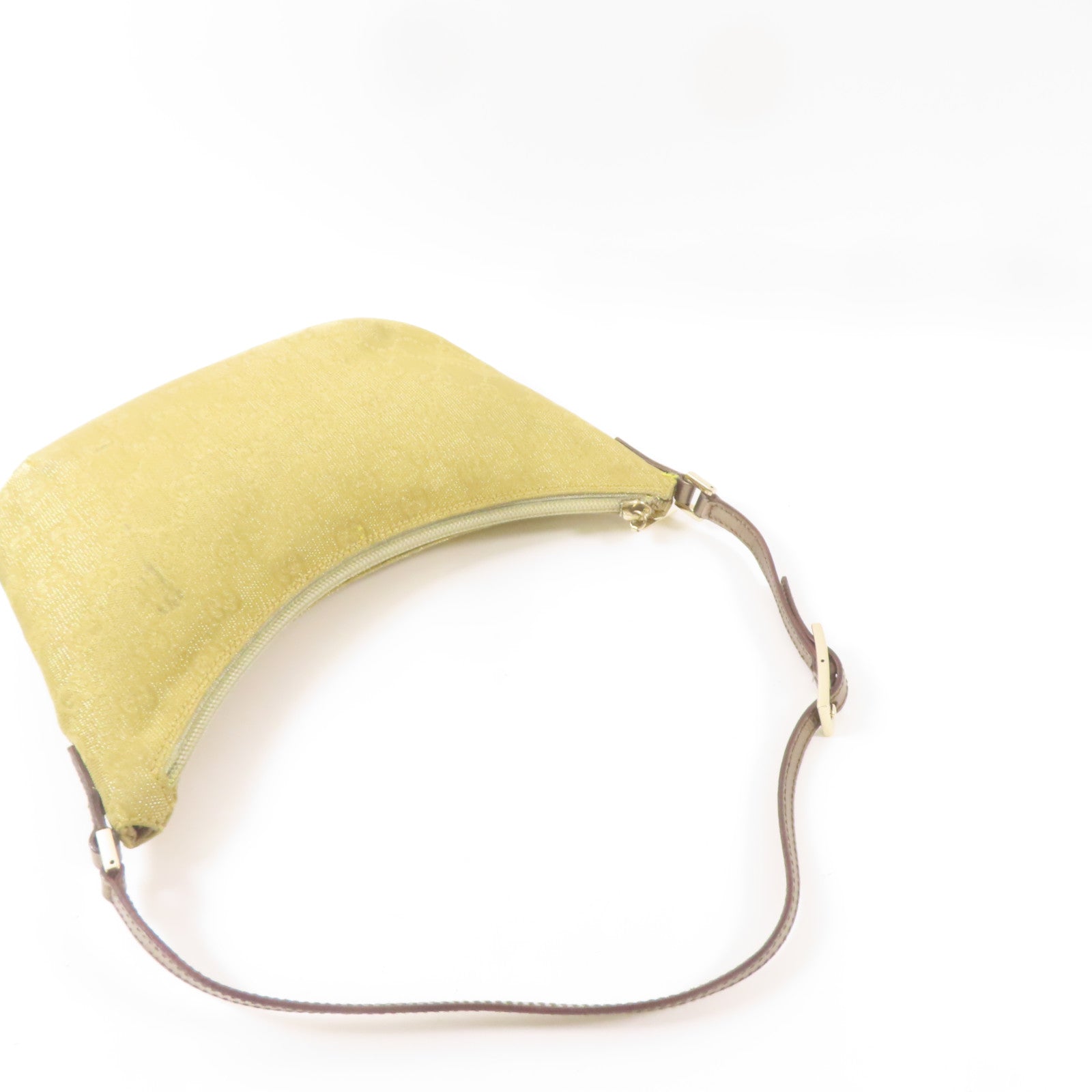 GUCCI 帆布/皮革Shoulder Bag銀扣肩背袋金色