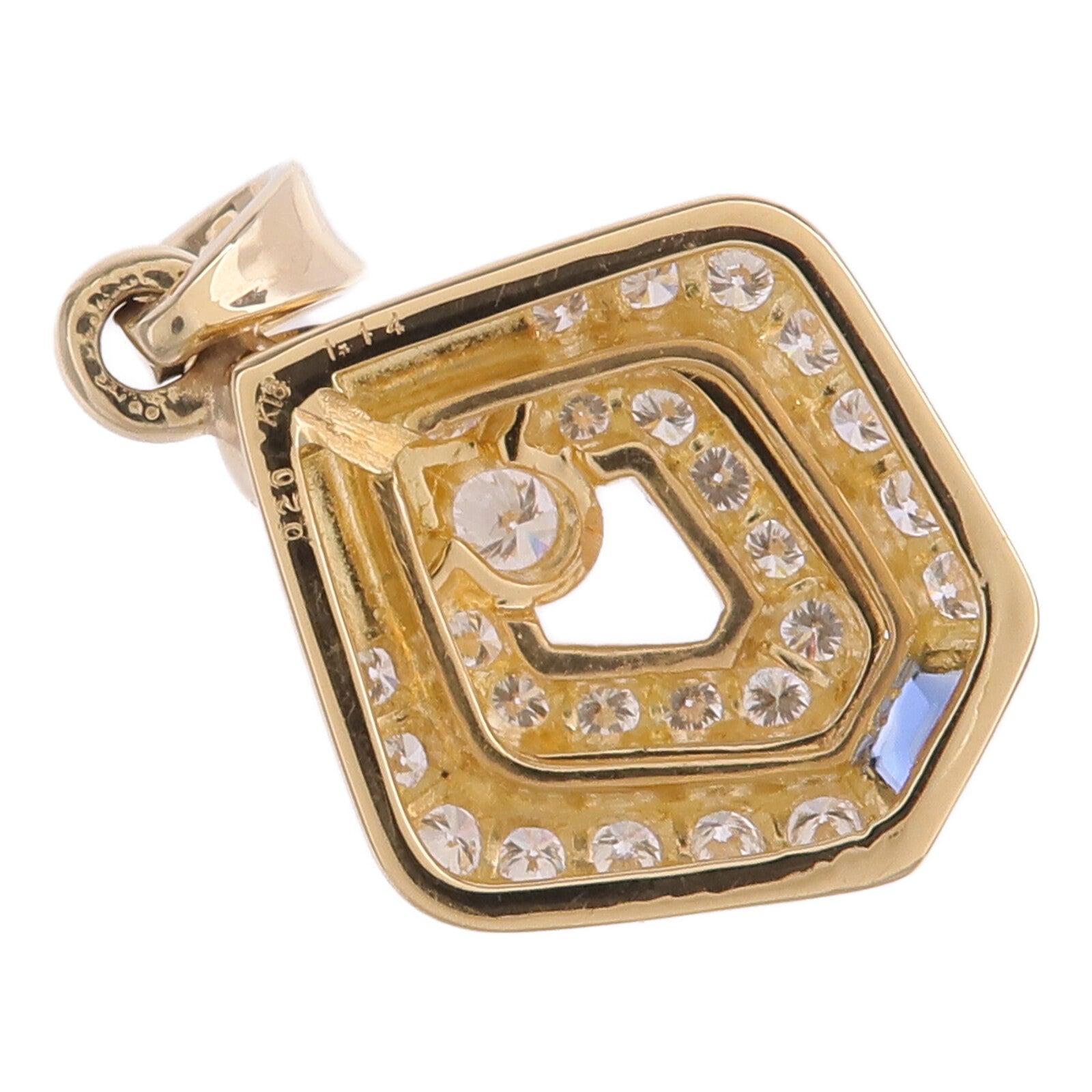 JEWELRY 18K黃金Sapphire Diamond Pendant Top藍寶石/鑽石吊墜