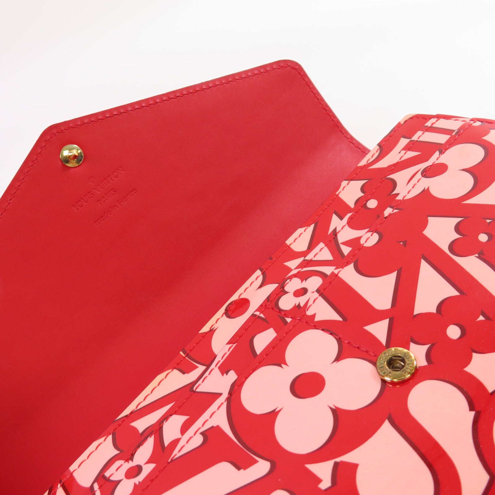 LOUIS VUITTON Vernis Sweet Monogram Portefeuille Sarah金扣長錢包紅色/粉紅色