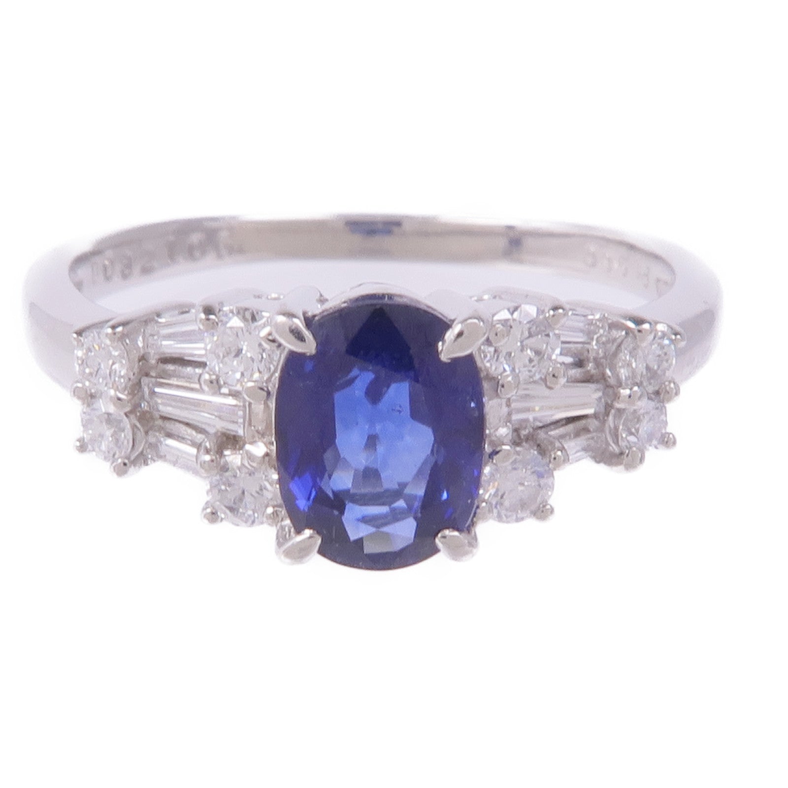 JEWELRY 【激減優惠】PT900鉑金Sapphire Diamond Ring藍寶石/鑽石戒指US#7.25