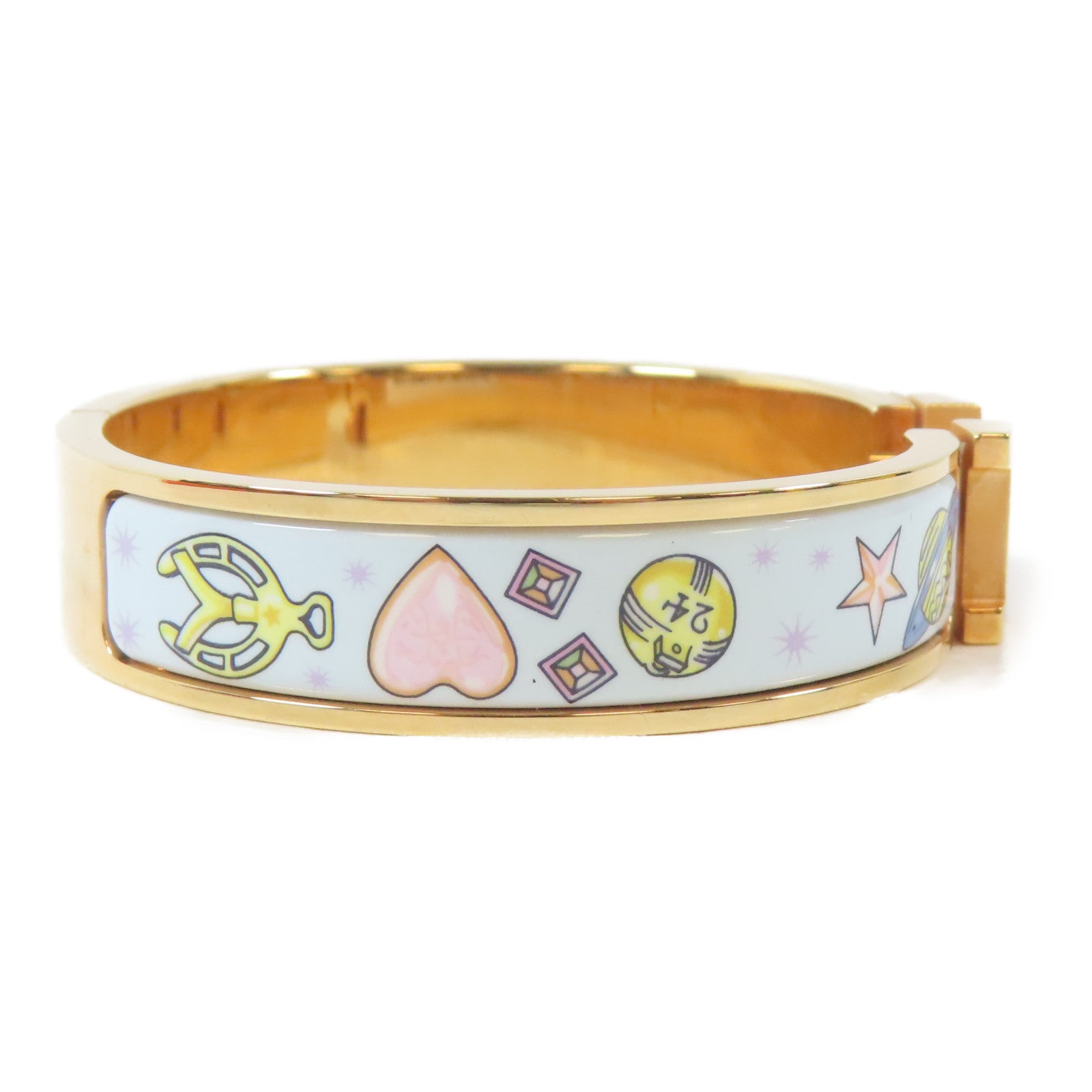 HERMES 金屬Clic H Bracelet手鐲金色#15.75cm
