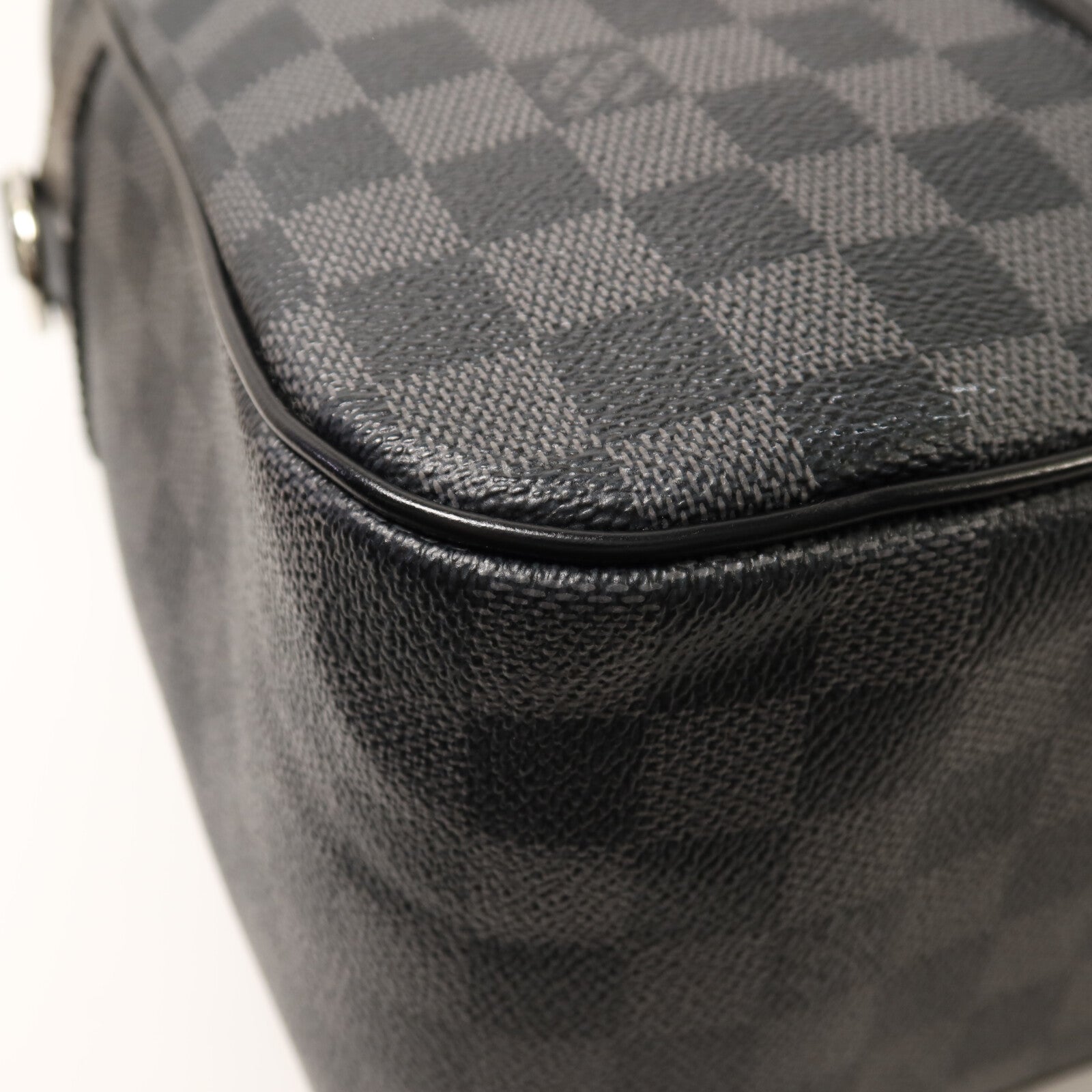 LOUIS VUITTON Damier Graphite Porto Cuman Voyage銀扣手挽肩背兩用袋