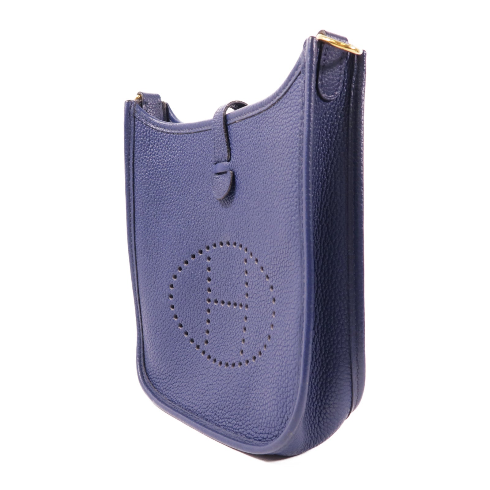 HERMES Clemence皮革Evelyne TPM金扣肩背袋Bleu Saphir