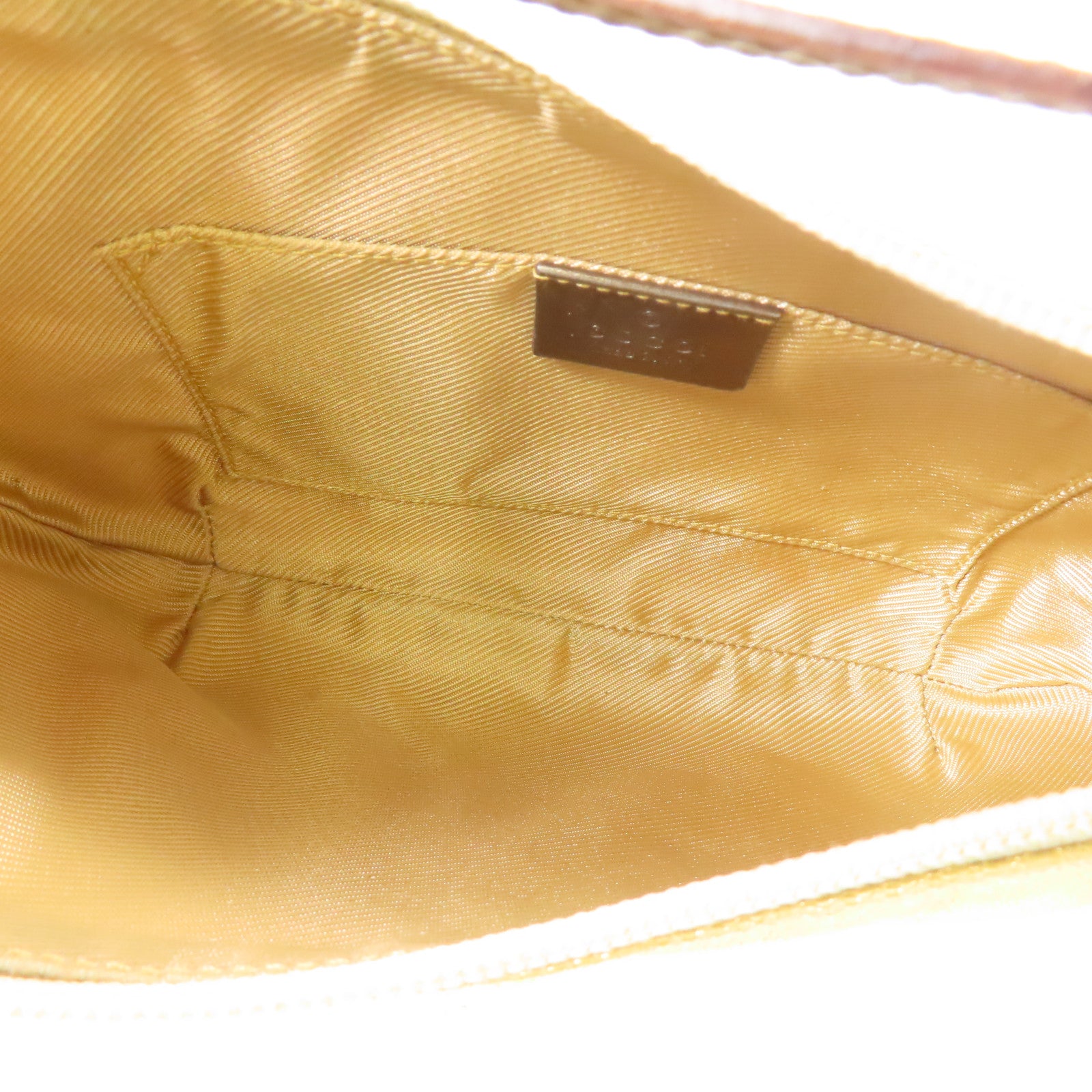 GUCCI 帆布/皮革Shoulder Bag銀扣肩背袋金色