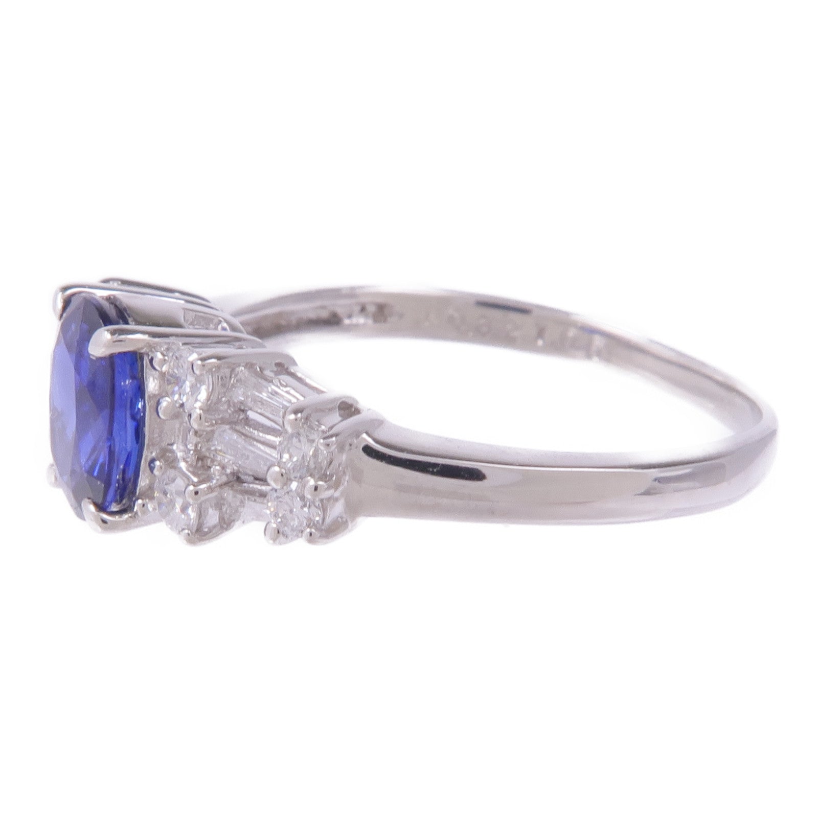 JEWELRY 【激減優惠】PT900鉑金Sapphire Diamond Ring藍寶石/鑽石戒指US#7.25
