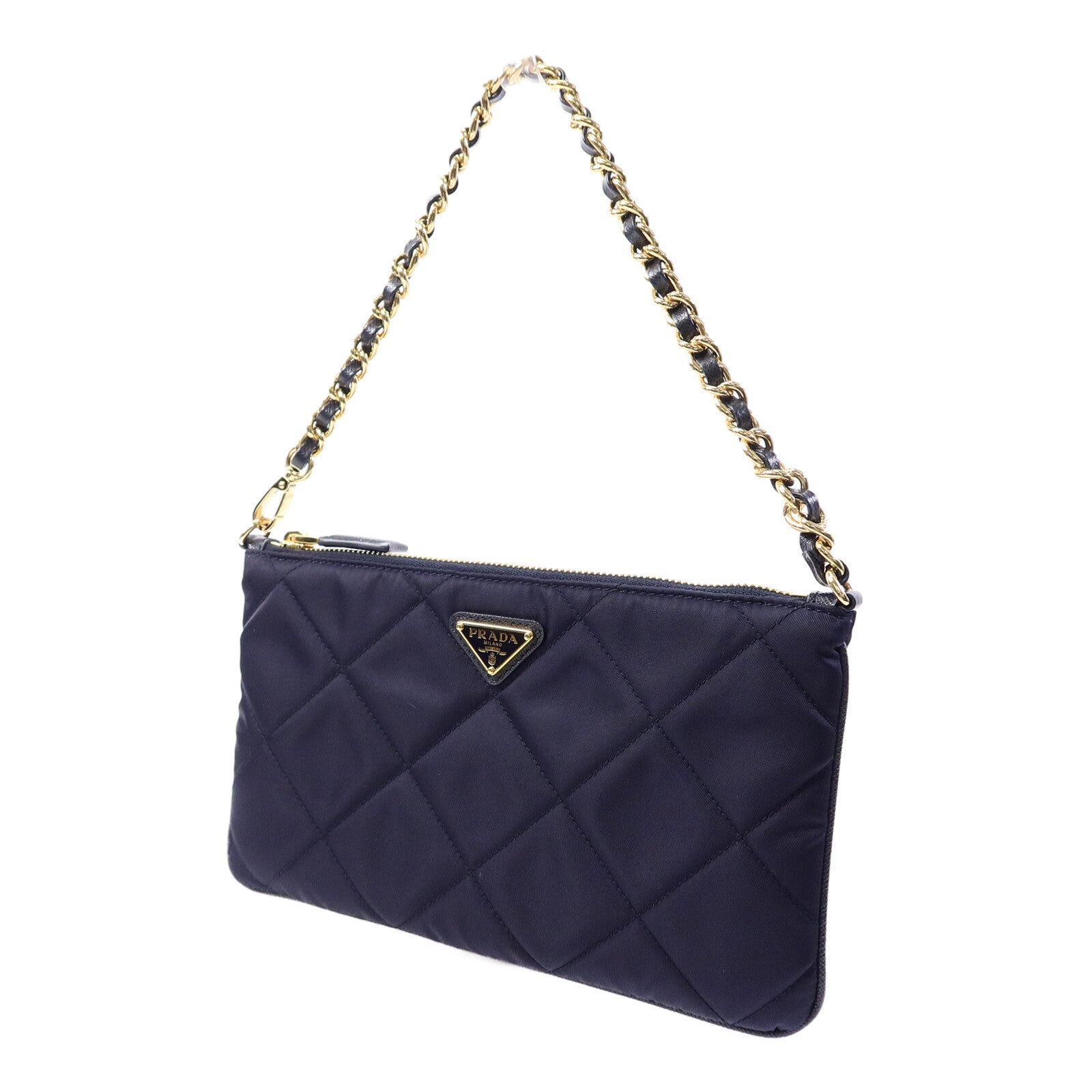 PRADA 尼龍Quilted Re-Nylon Pouch鏈帶肩背袋