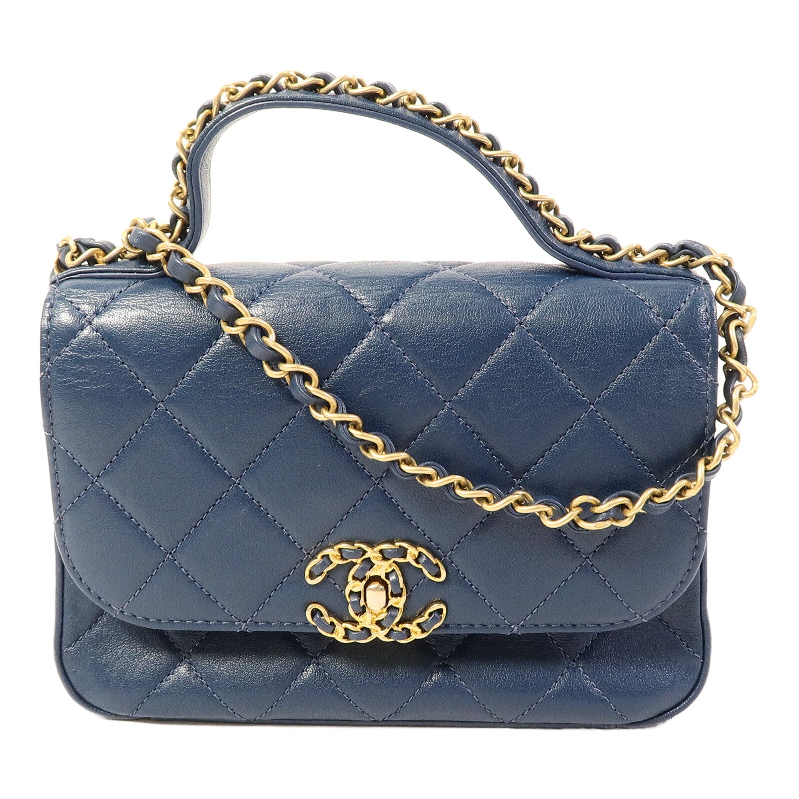 CHANEL 牛皮皮革Infinity鏈帶手挽肩背兩用袋