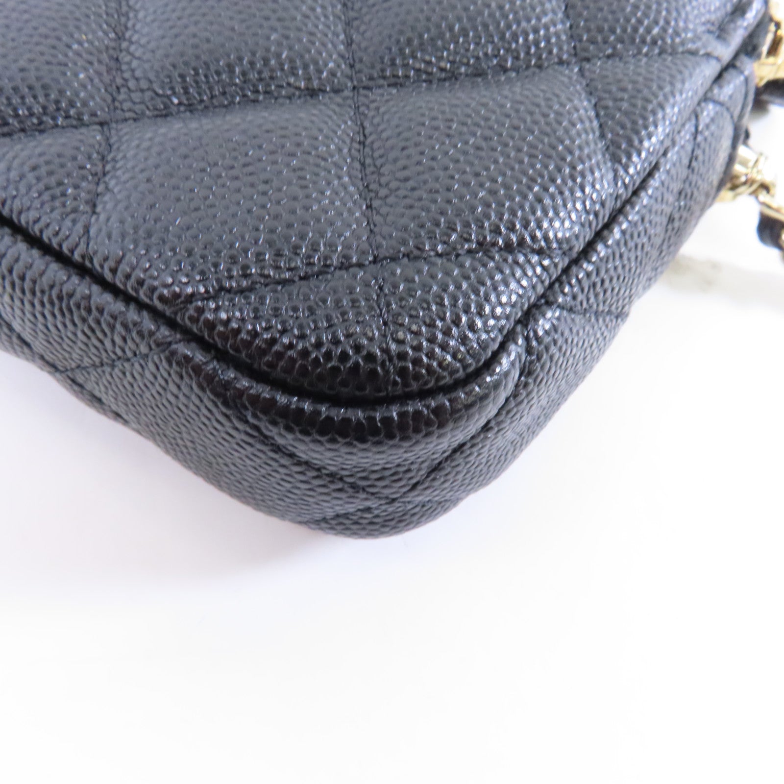 CHANEL 皮革Chain Shoulder金扣鏈帶肩背袋黑色