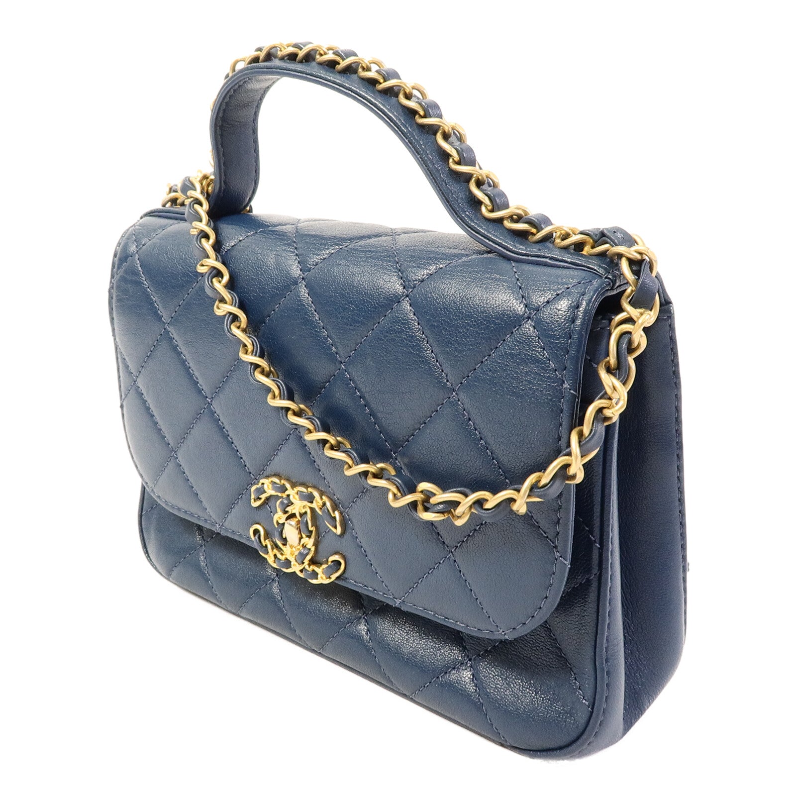 CHANEL 牛皮皮革Infinity鏈帶手挽肩背兩用袋
