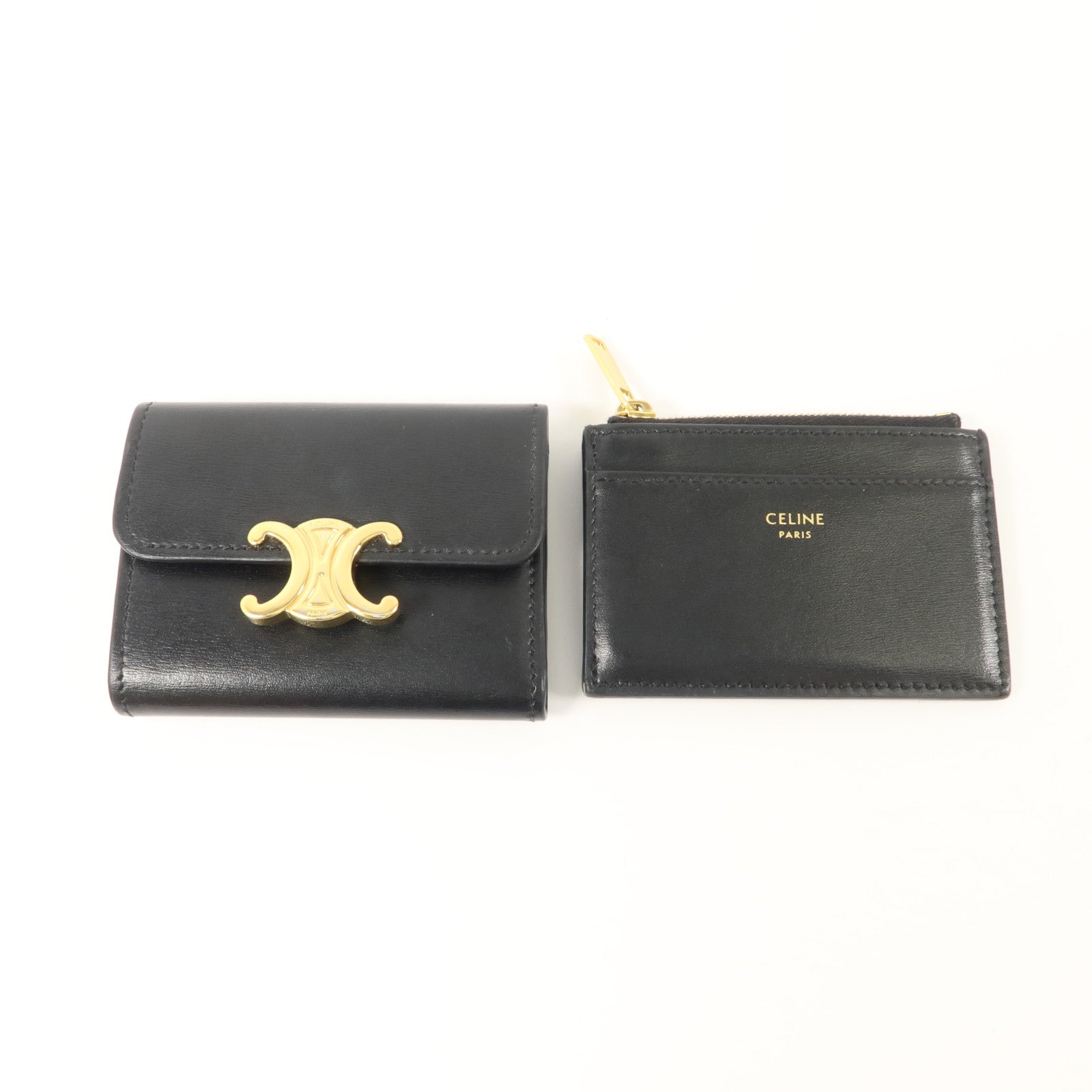 CELINE 牛皮皮革Triomphe Compact Wallet錢包