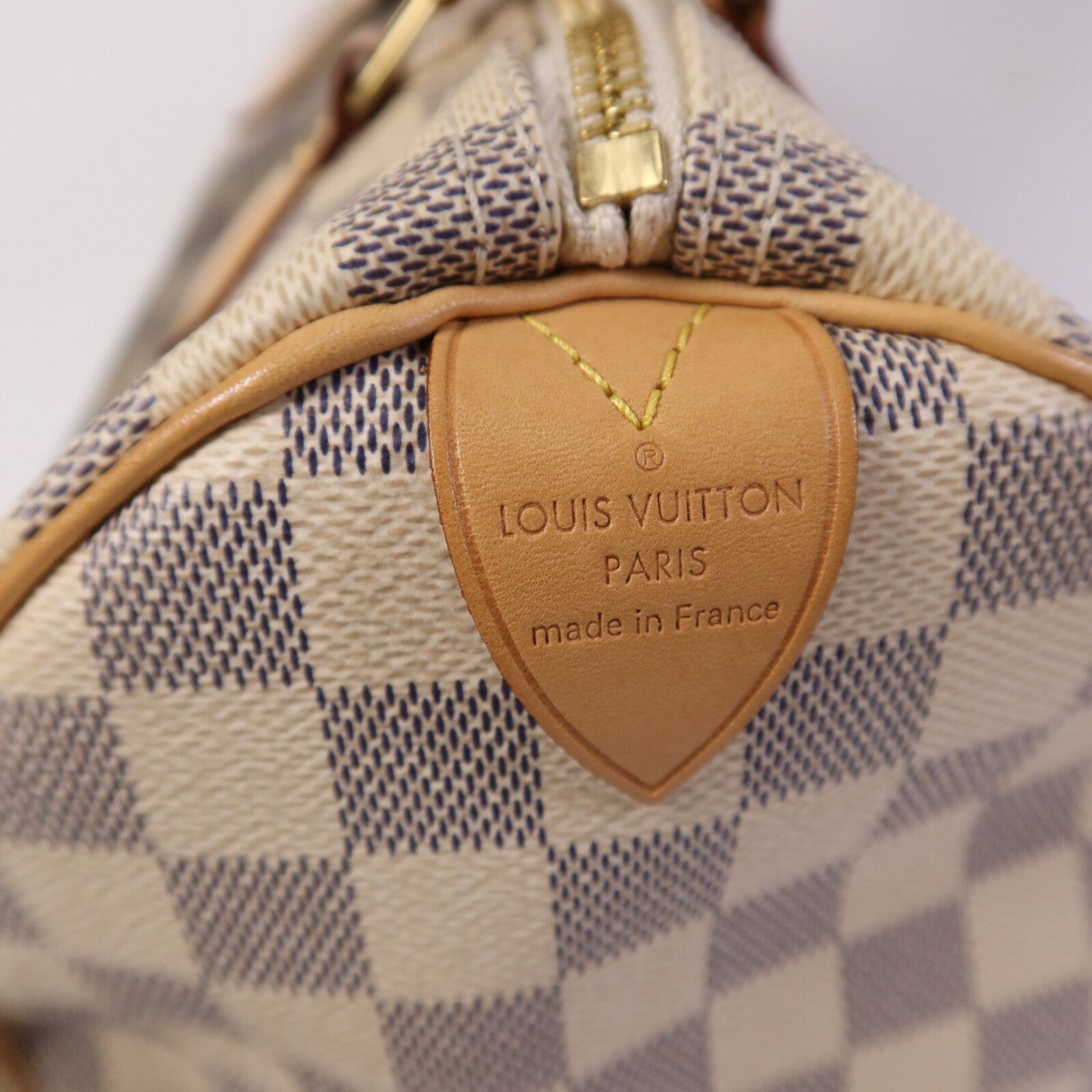 LOUIS VUITTON Damier Azur Speedy 30金扣手挽袋