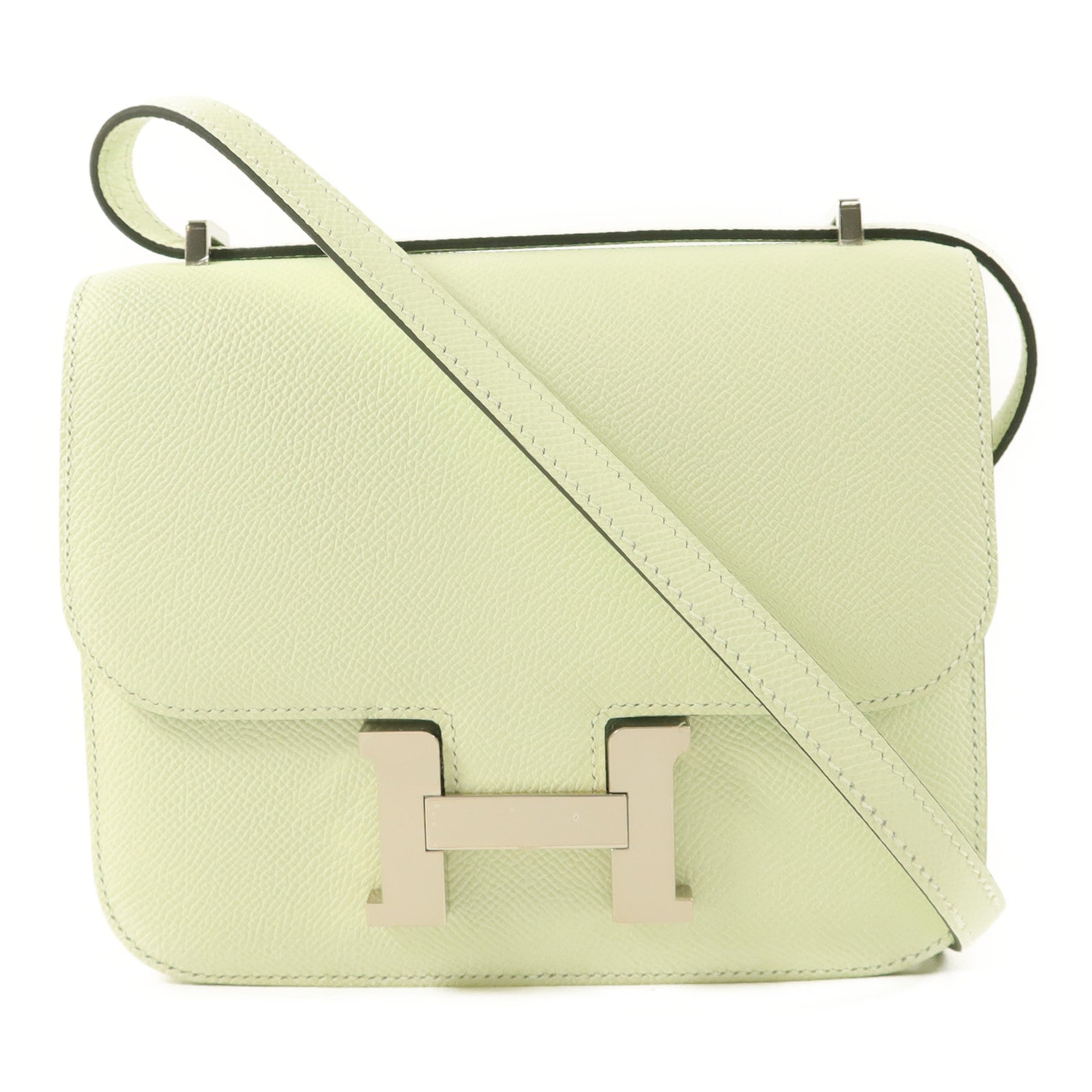 HERMES Epsom皮革Constance Mini II銀扣肩背袋Vert Fizz