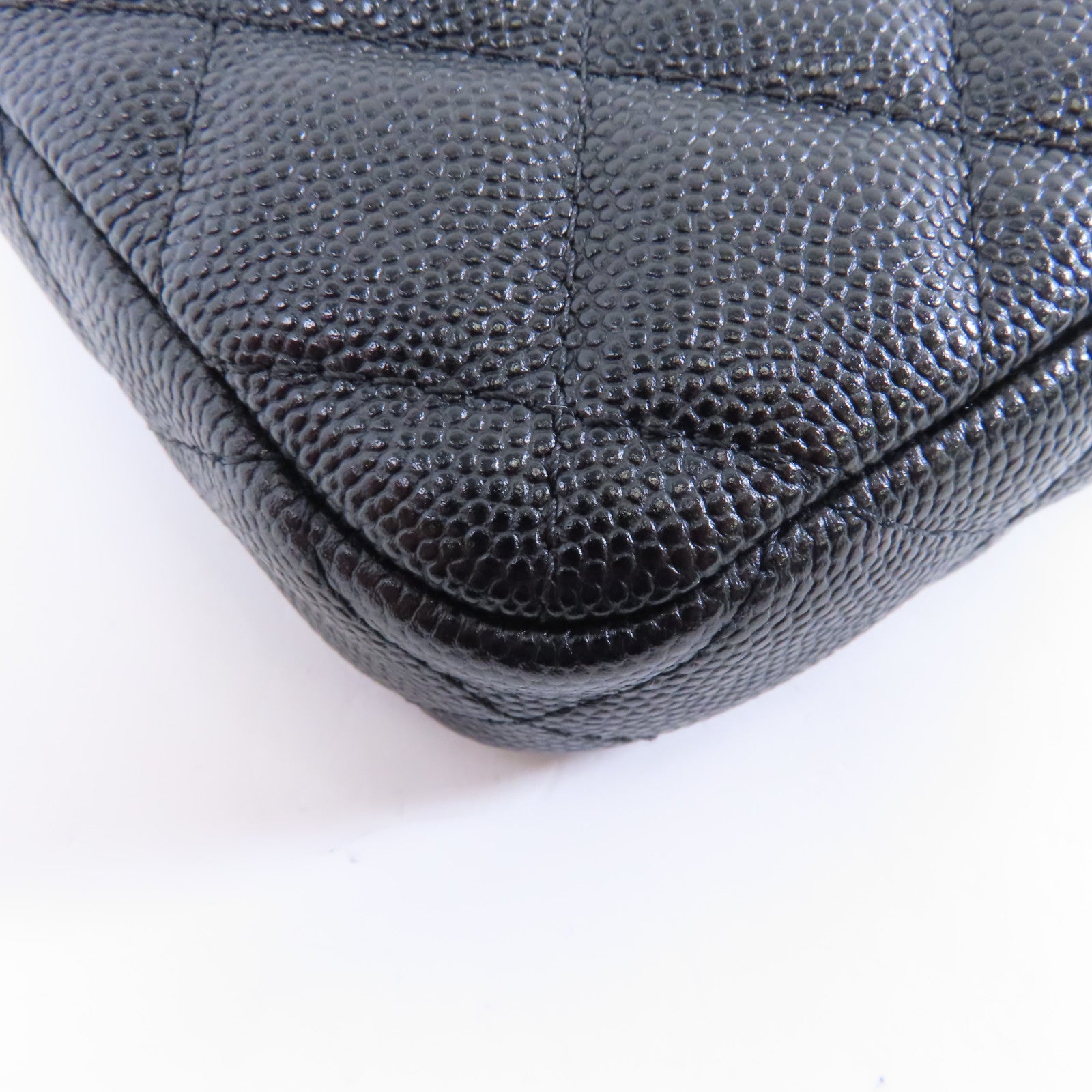 CHANEL 皮革Chain Shoulder金扣鏈帶肩背袋黑色