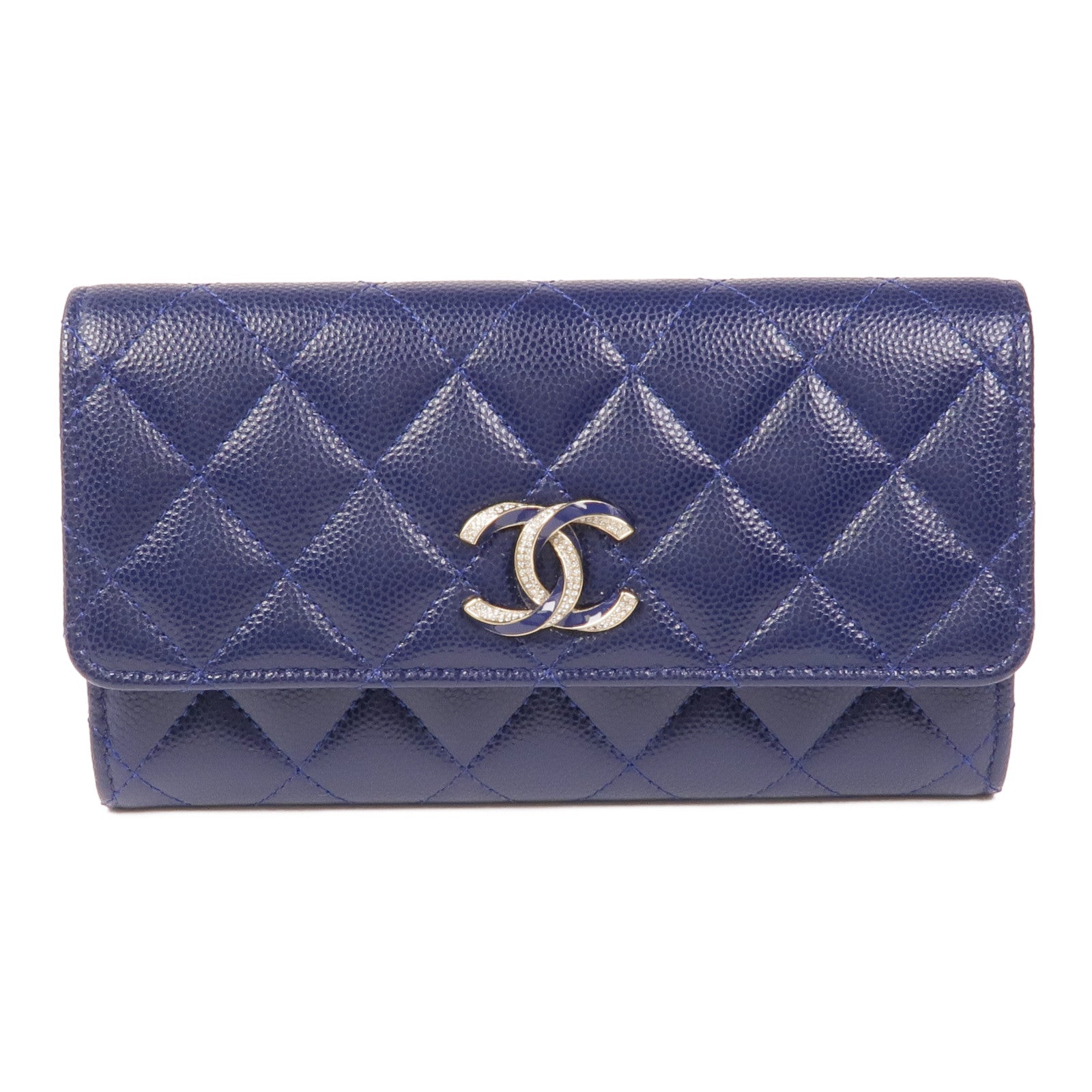 CHANEL CC GHW Wallet Calfskin Leather Navy