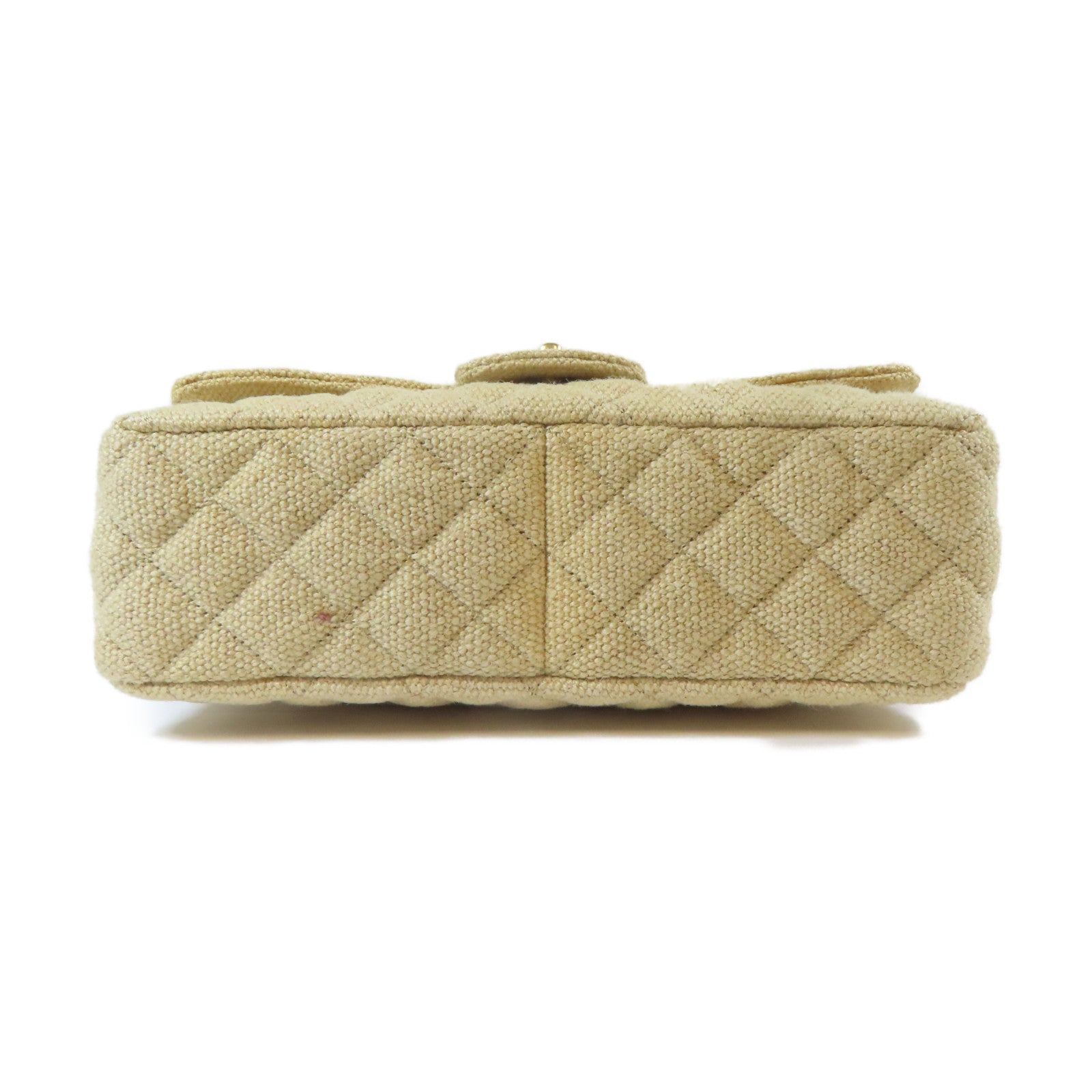 CHANEL **【激減優惠】菱格麻質Chain Shoulder金扣鏈帶肩背袋米色