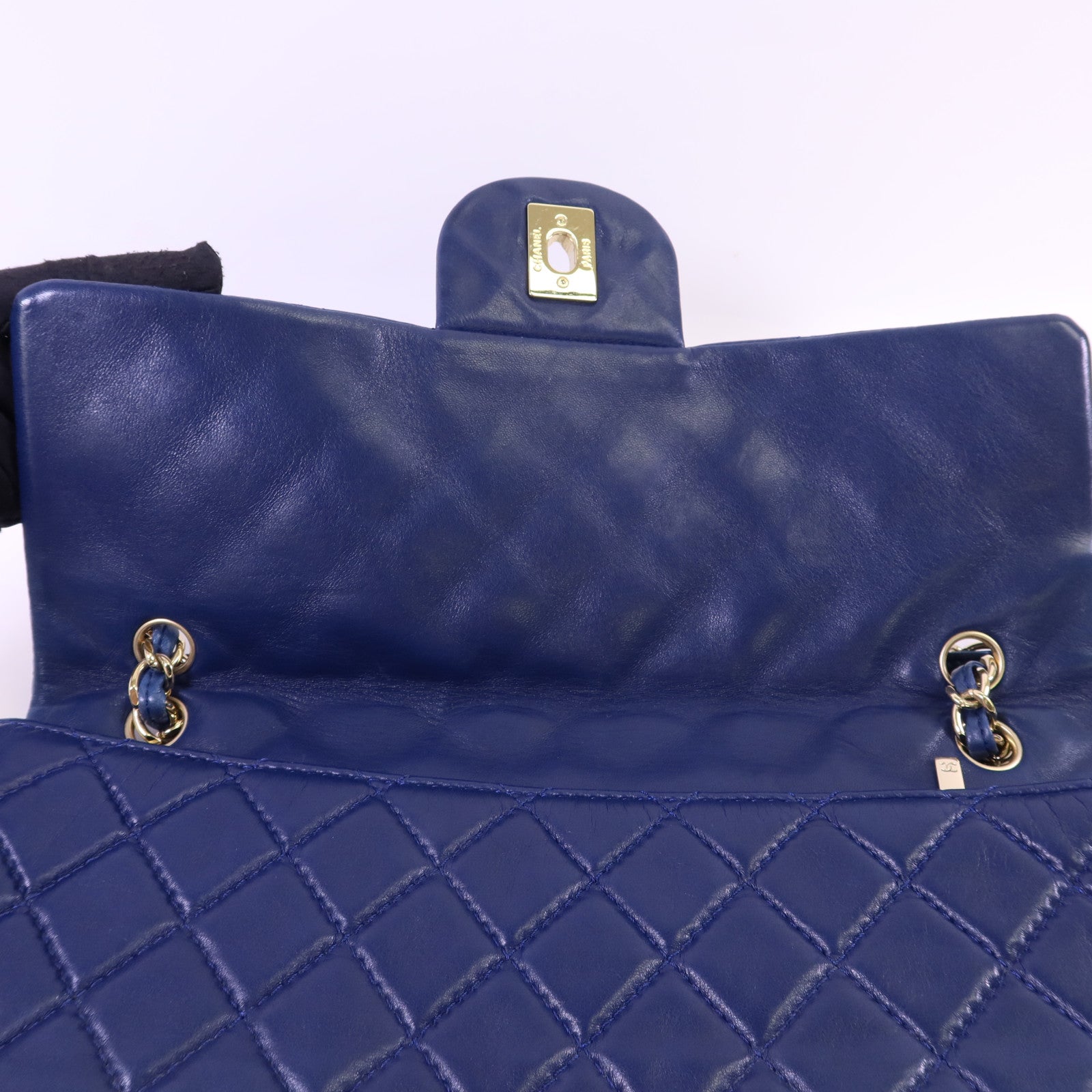 CHANEL 羊皮皮革Single Flap Bag金扣鏈帶手挽肩背兩用袋