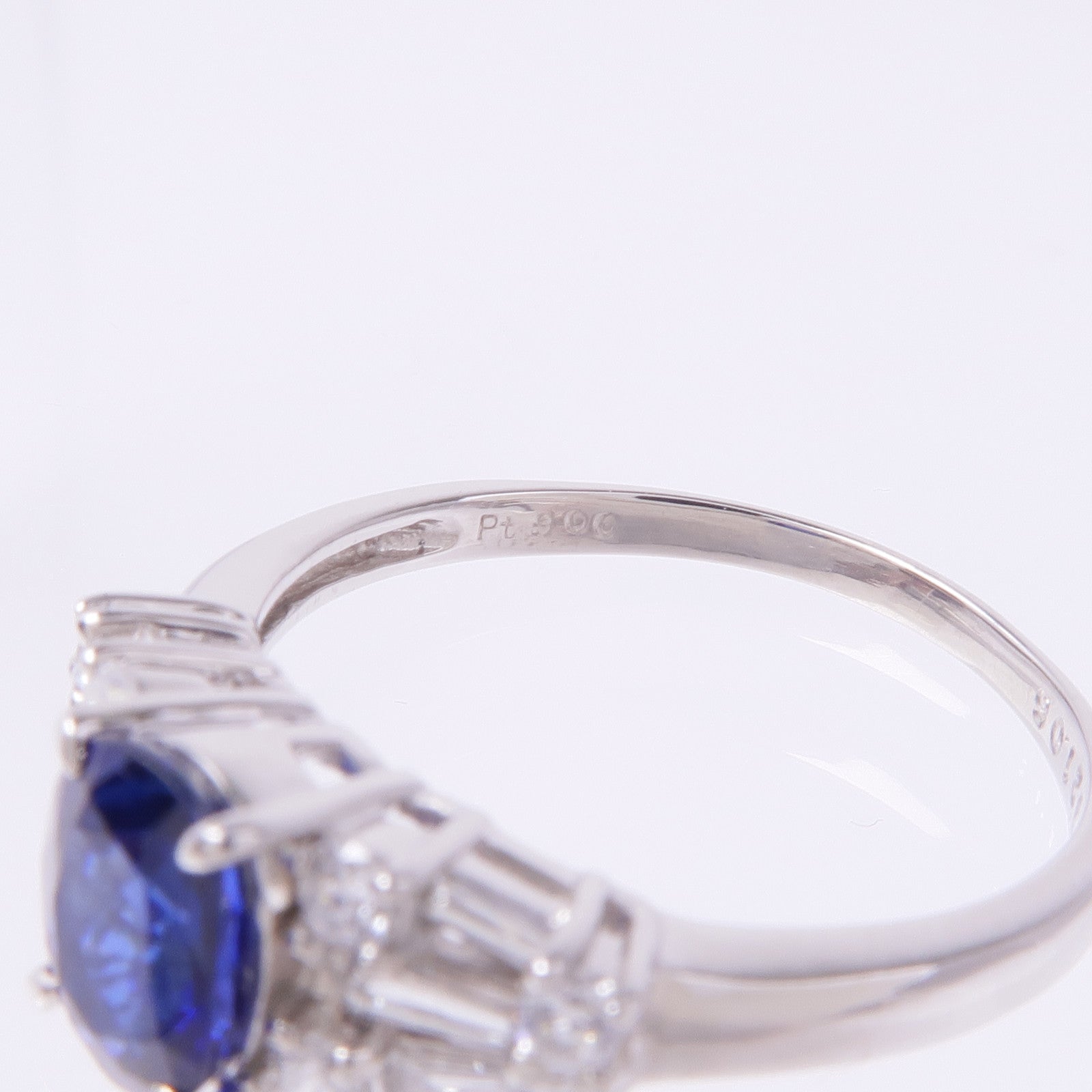 JEWELRY PT900鉑金Sapphire Diamond Ring藍寶石/鑽石戒指US#7.25
