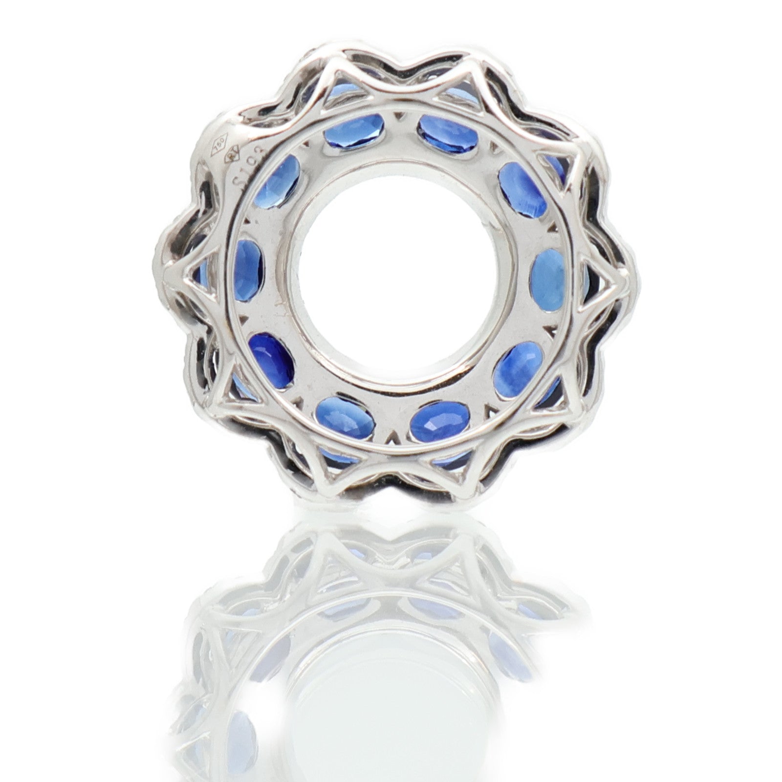 JEWELRY 18K白金Sapphire Diamond Pendant Top藍寶石/鑽石吊墜