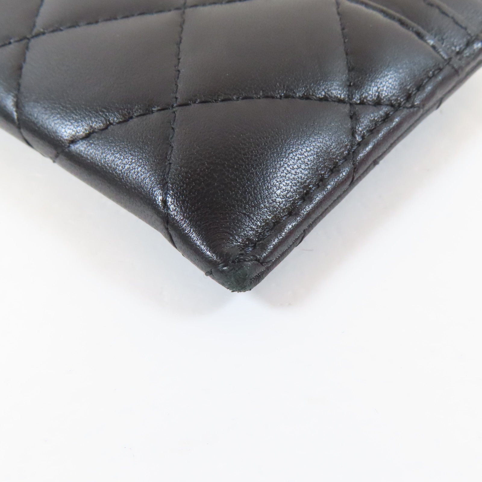 CHANEL 菱格羊皮皮革Card Holder金扣卡片套黑色