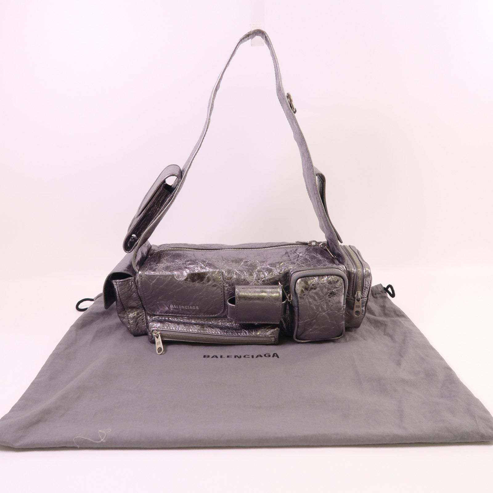 BALENCIAGA 羊皮皮革Superbusy XS Sling銀扣肩背袋