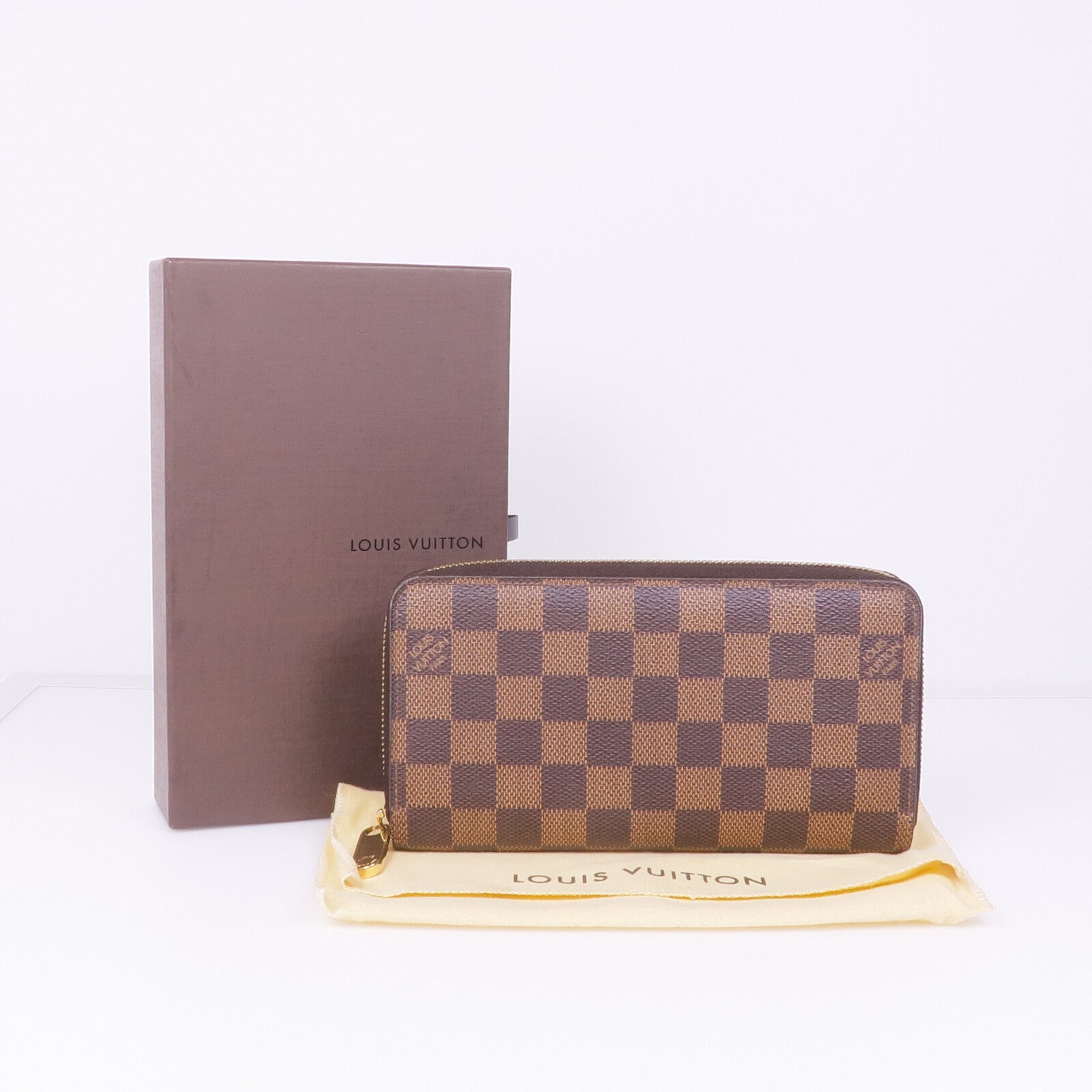 LOUIS VUITTON Damier Ebene Zippy Long Wallet金扣長錢包
