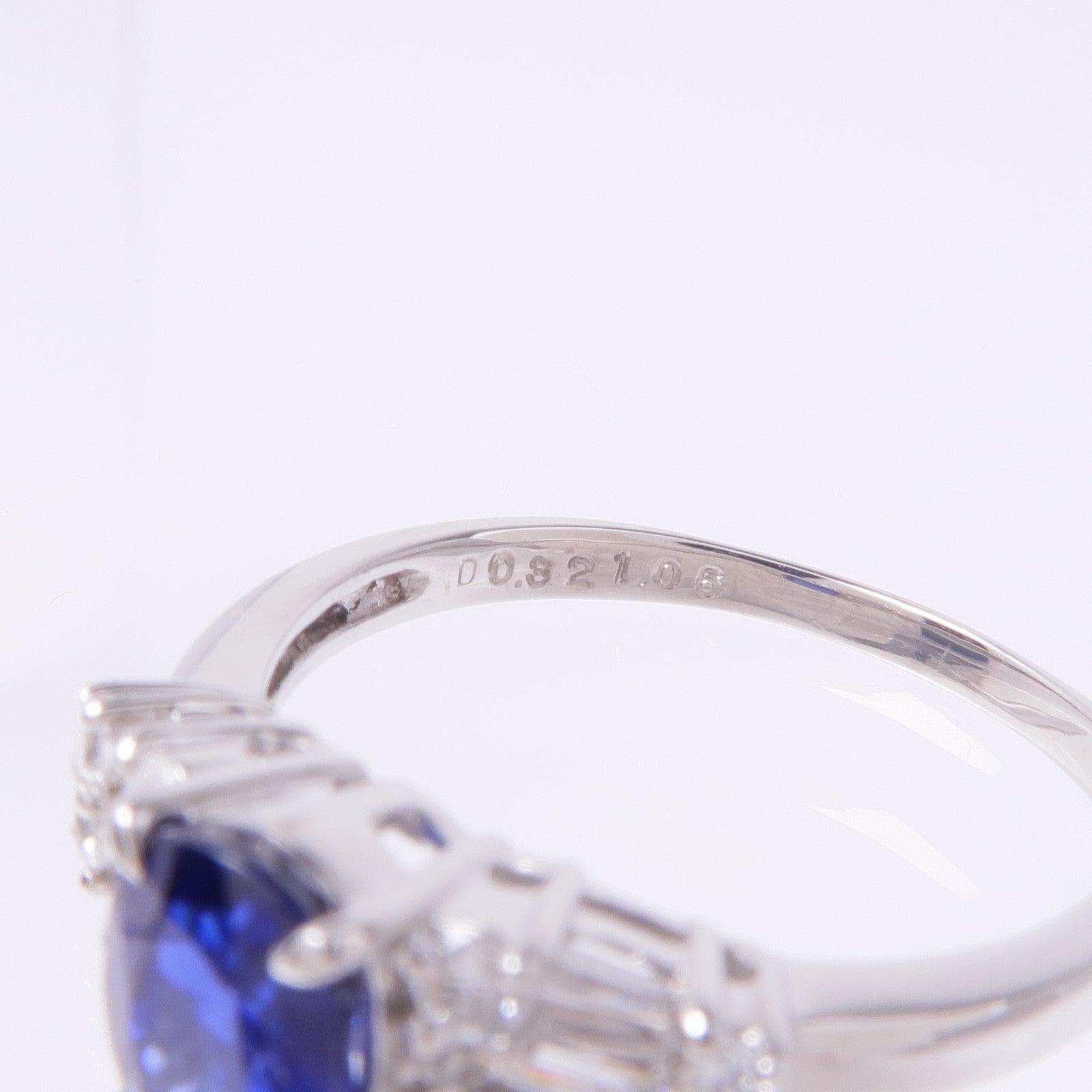 JEWELRY PT900鉑金Sapphire Diamond Ring藍寶石/鑽石戒指US#7.25