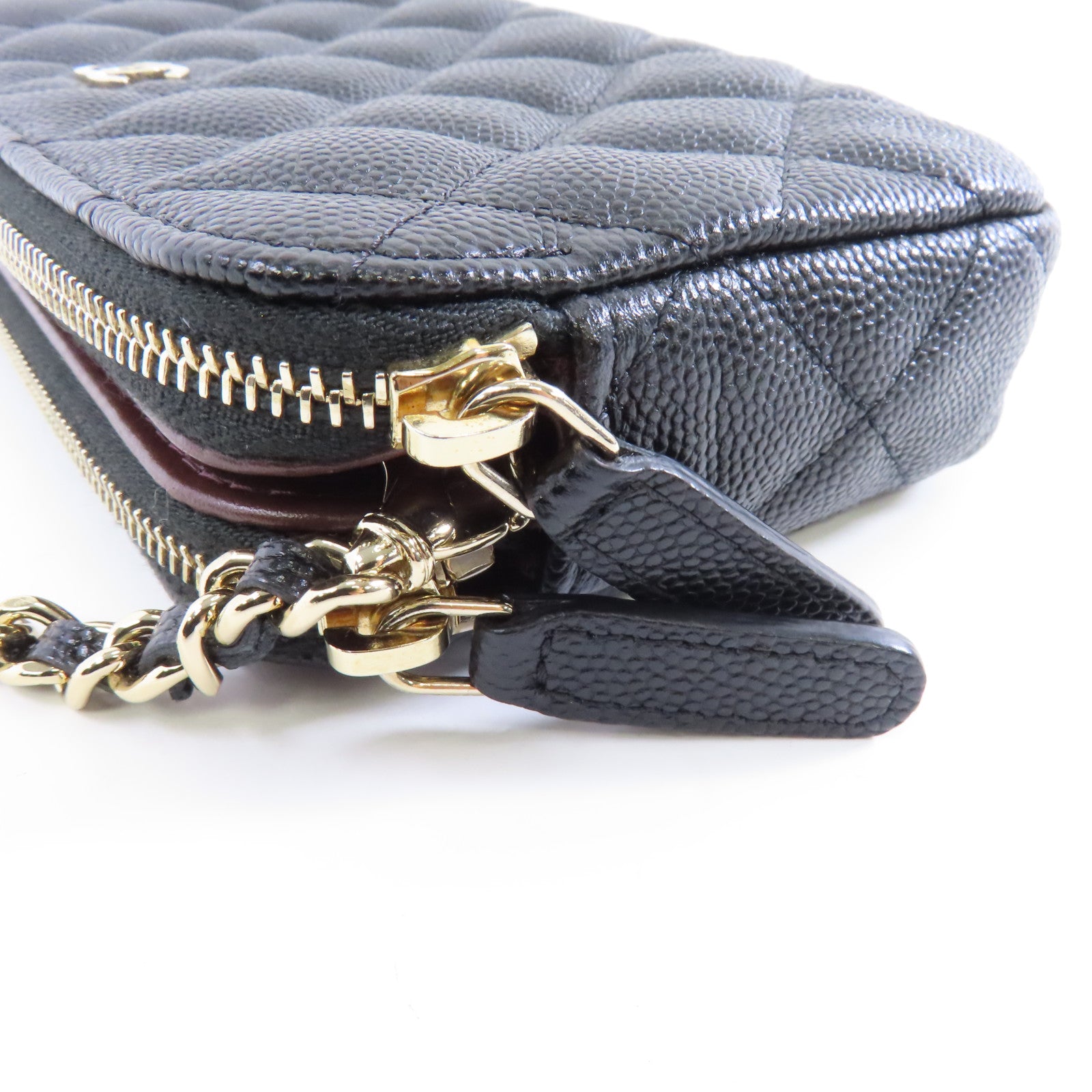 CHANEL 皮革Chain Shoulder金扣鏈帶肩背袋黑色