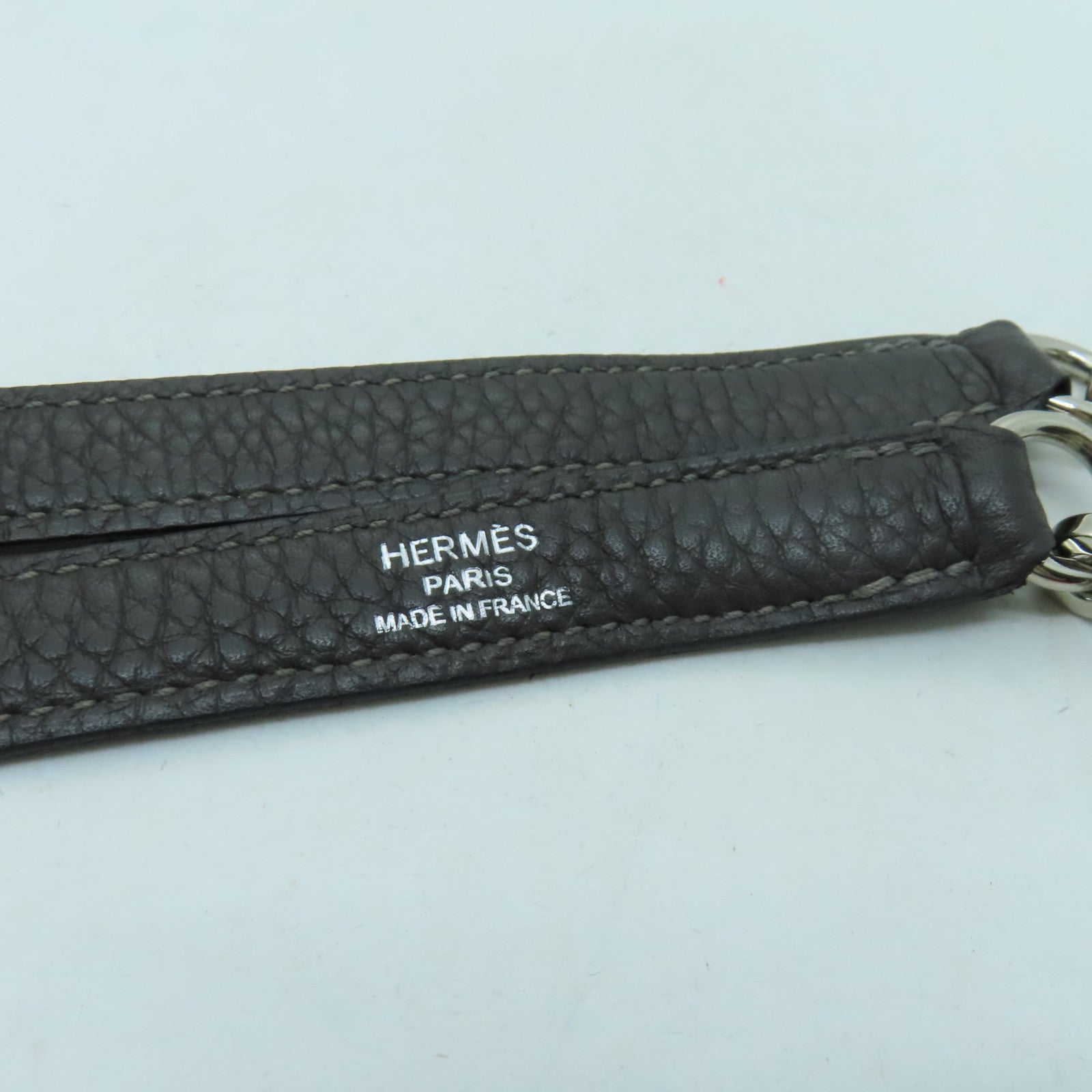 HERMES Clemence皮革Kelly 32银扣手挽袋灰色