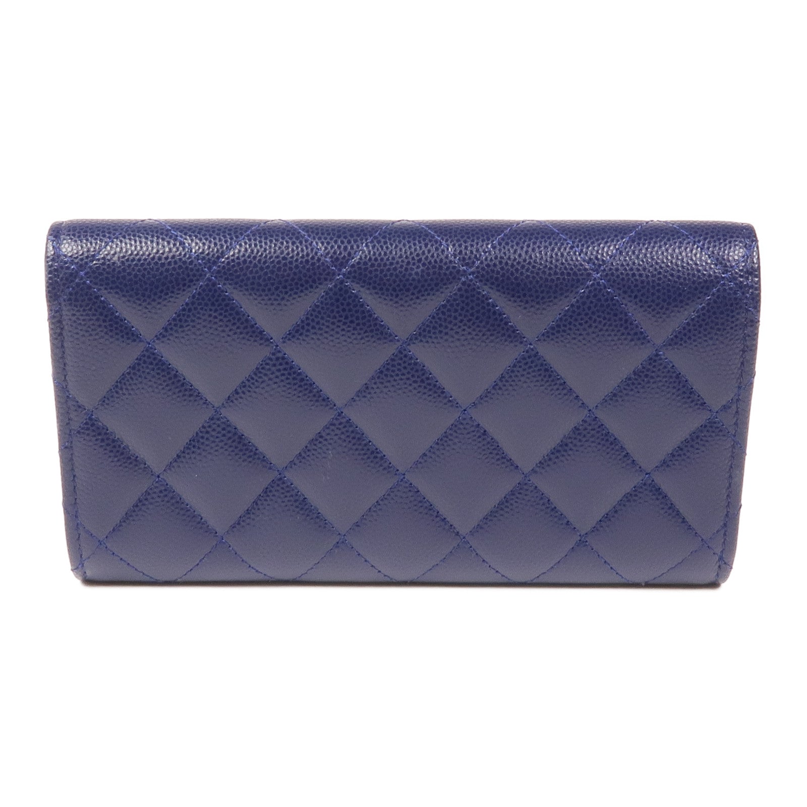 CHANEL CC GHW Wallet Calfskin Leather Navy