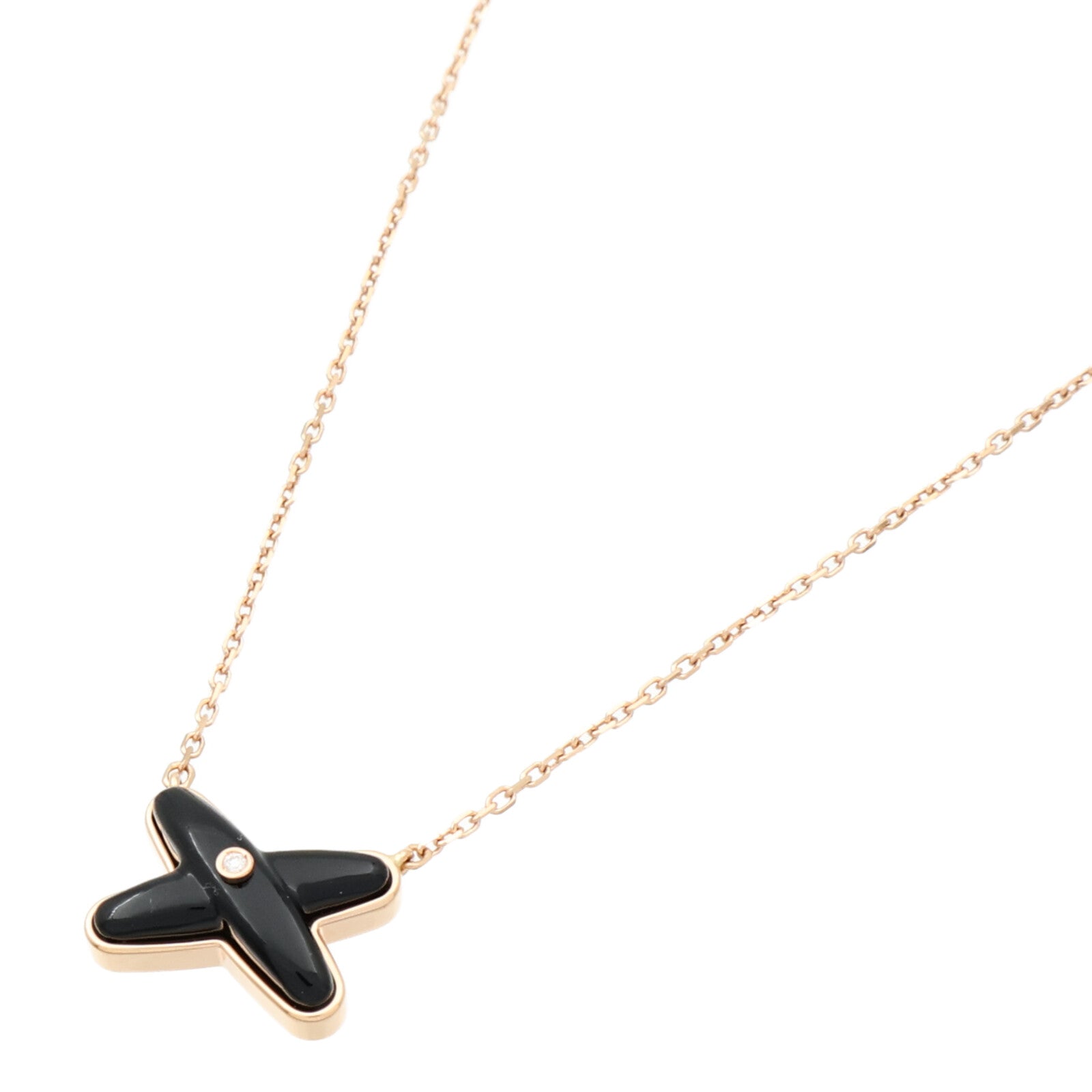 Chaumet 18K玫瑰金Jeux de Liens Pendant鑽石/縞瑪瑙項鍊