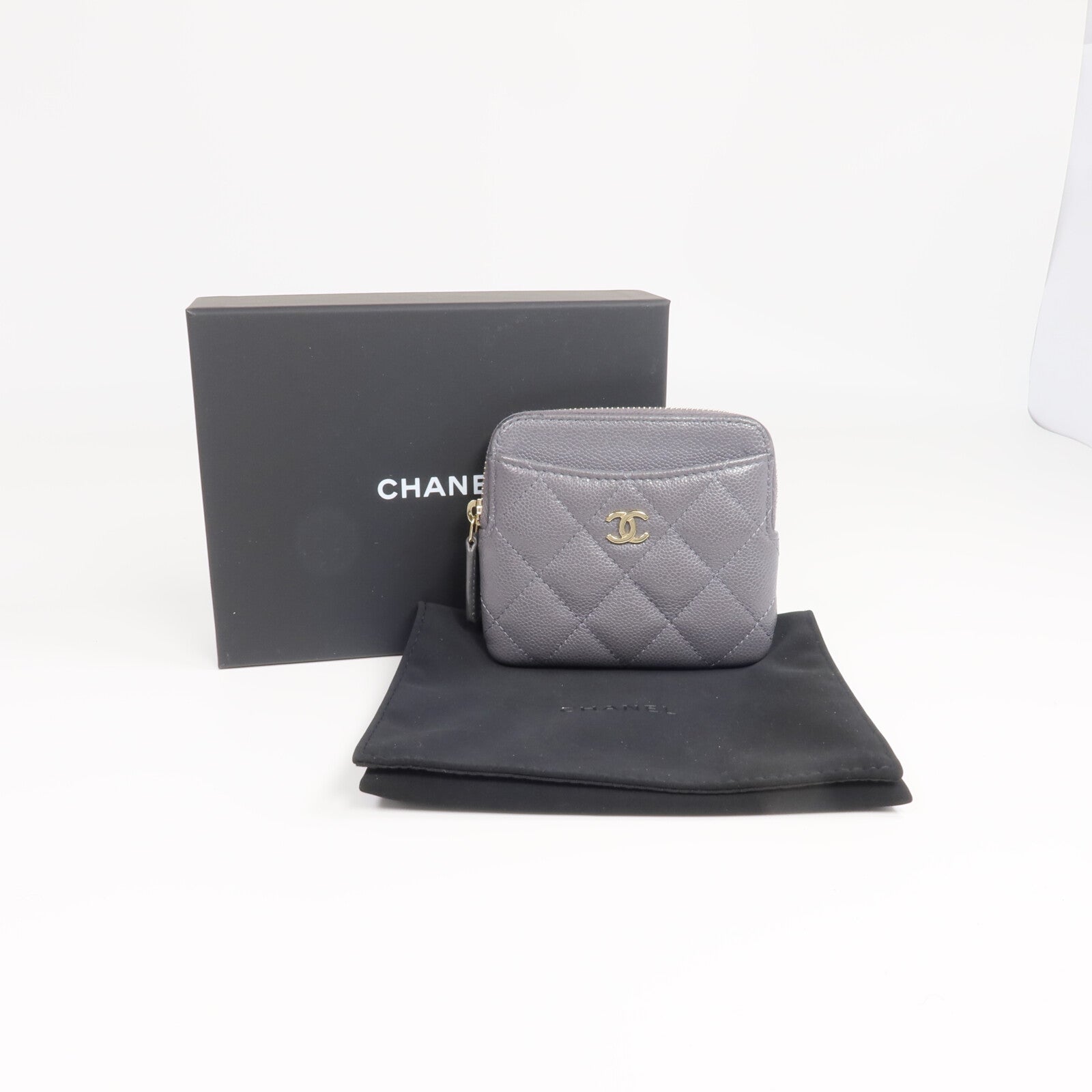 CHANEL 牛皮皮革Card Holder Matelasse金扣卡片套